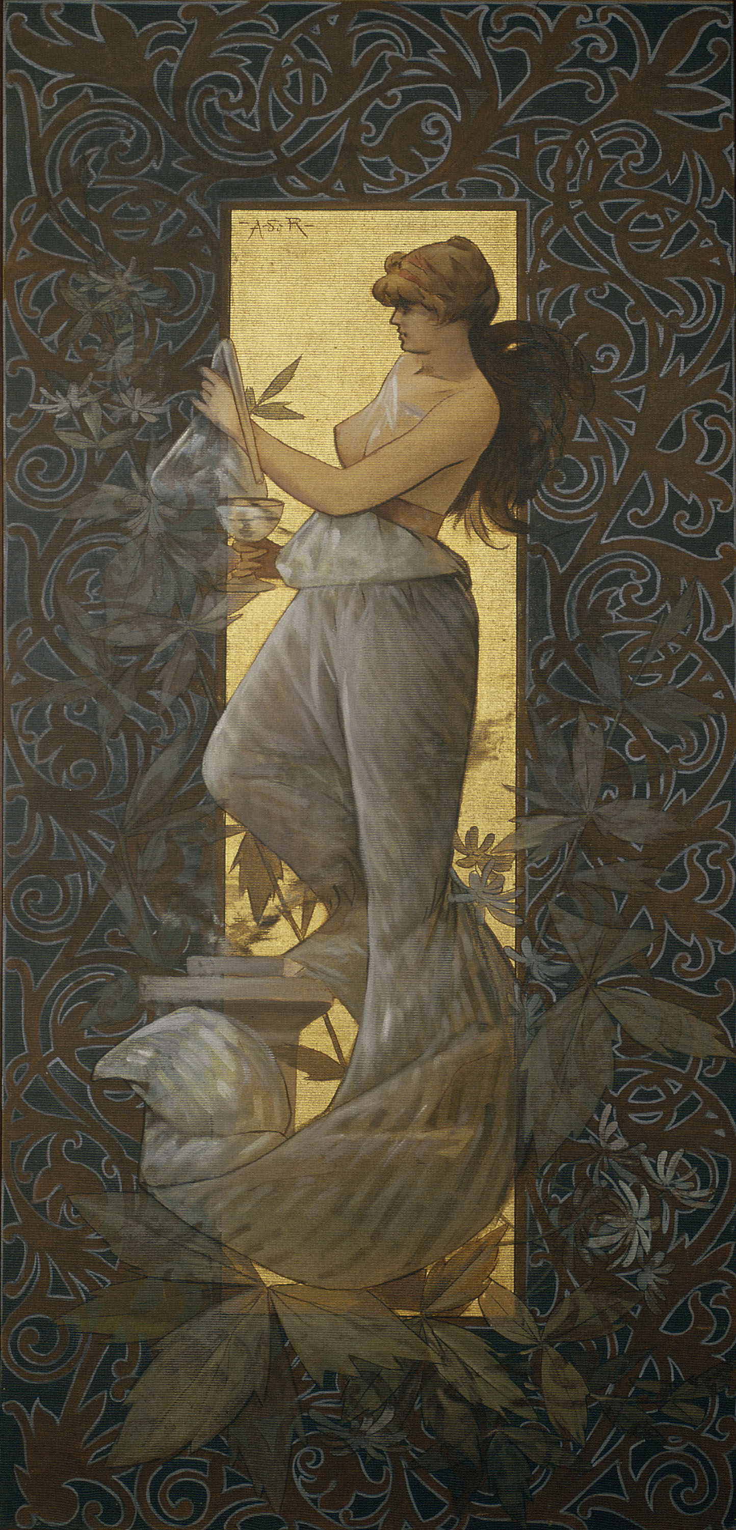 image for: Alexandre de Riquer - Figura femenina amb un vas - 1887
