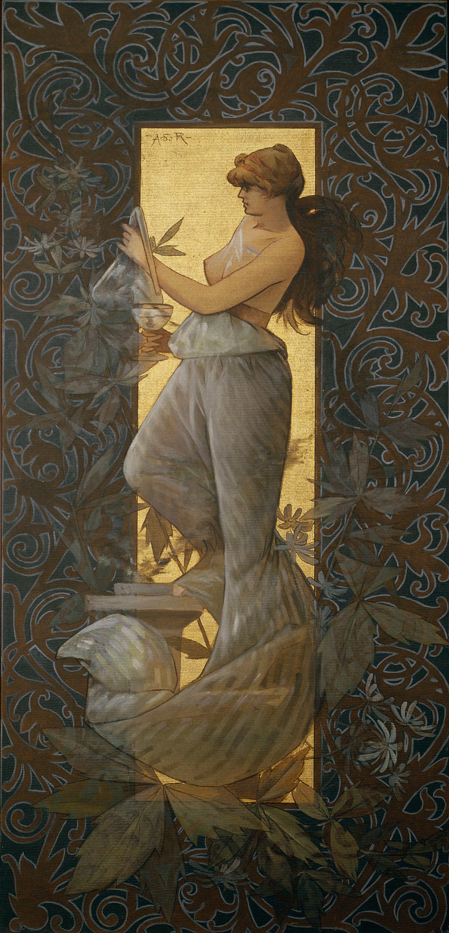 image for: Alexandre de Riquer - Figura femenina amb un vas - 1887