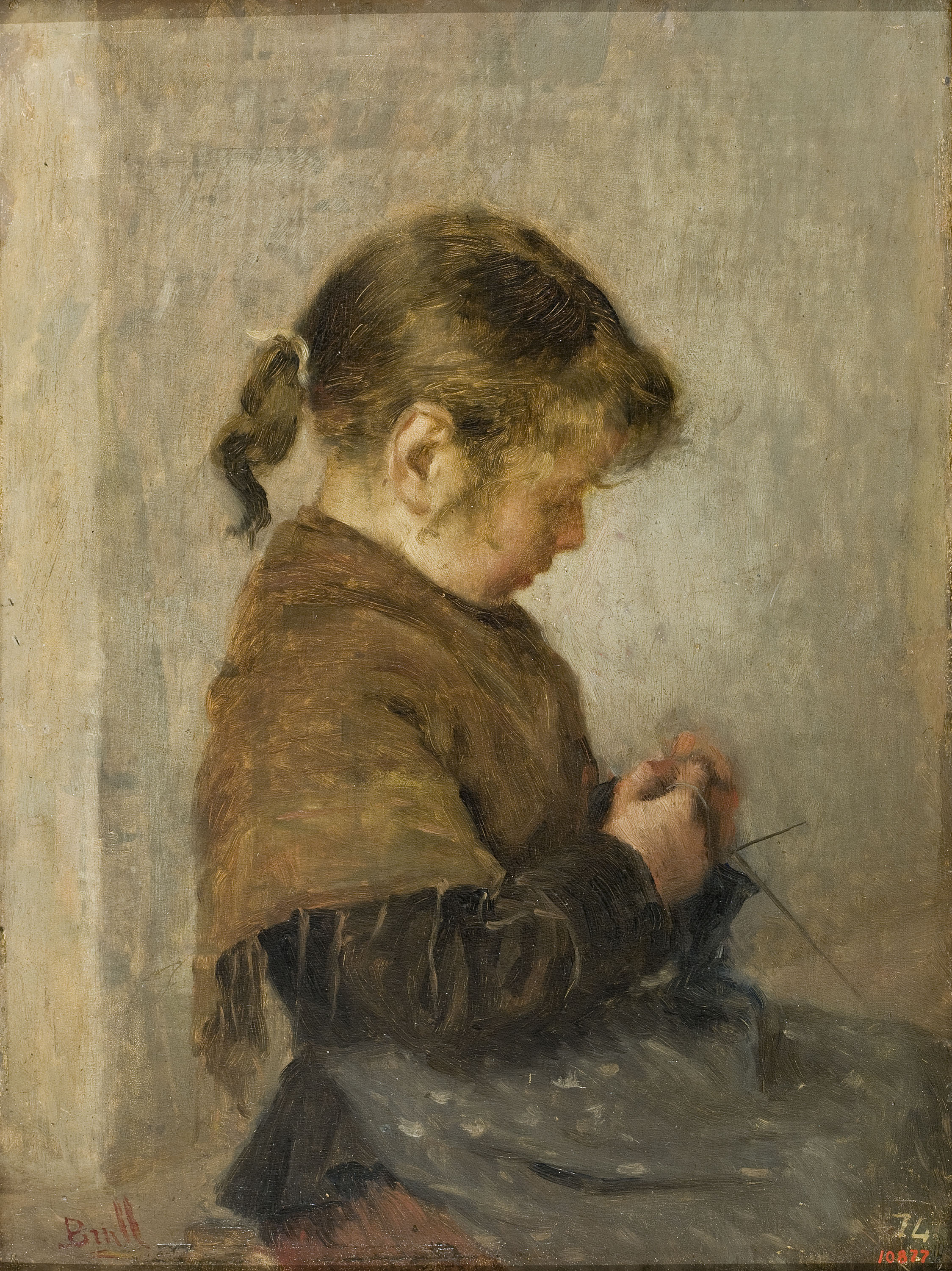 image for: Joan Brull - Fent mitja - 1891
