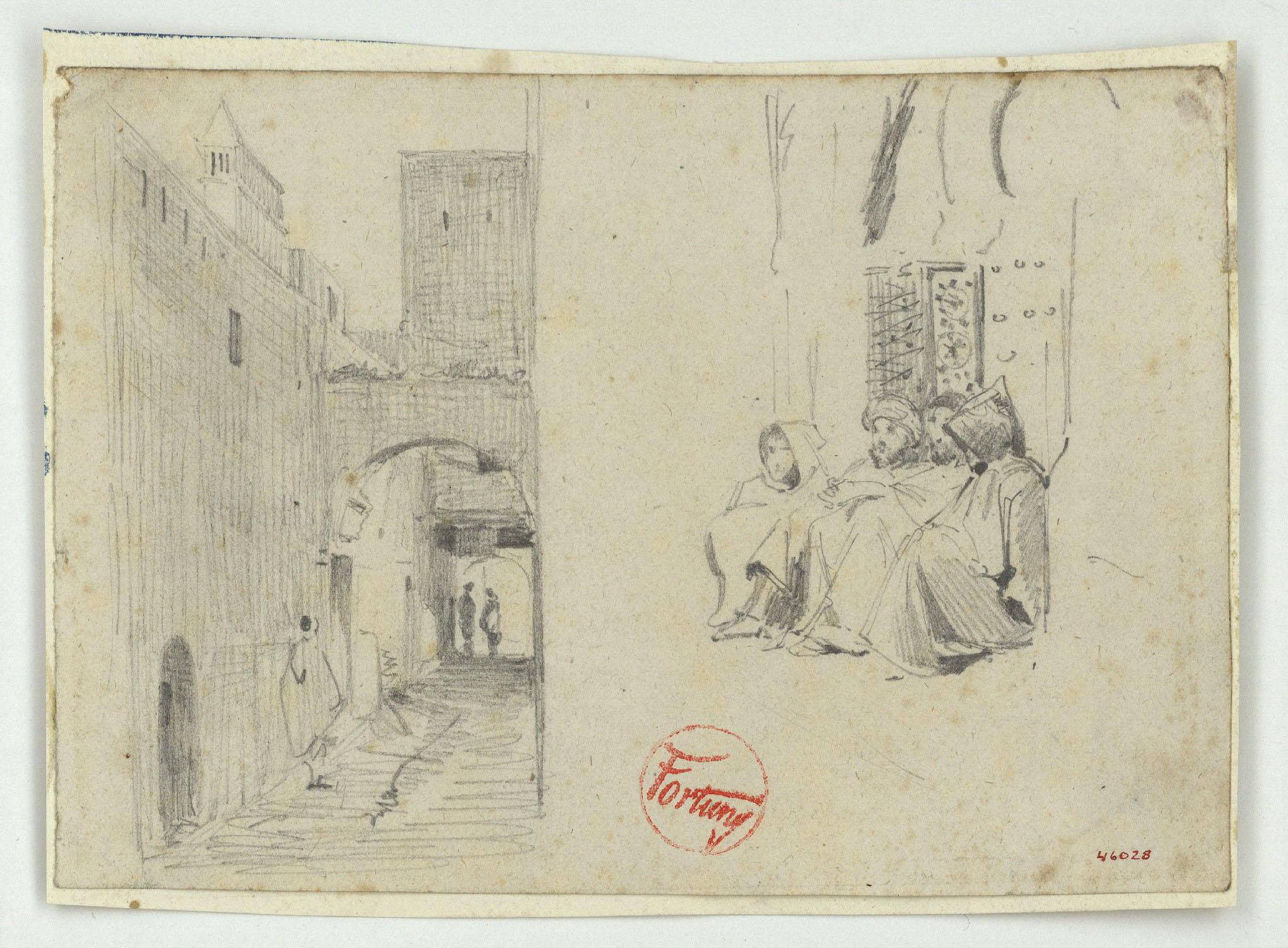 image for: Marià Fortuny - Carrer marroquí i figures - Cap a 1860-1862