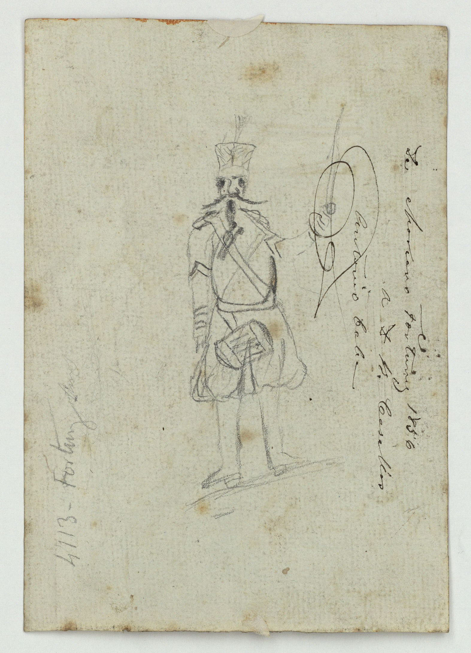 image for: Marià Fortuny - Paisatge (anvers) / Caricatura d'un soldat (revers) - Cap a 1853-1856 [1]