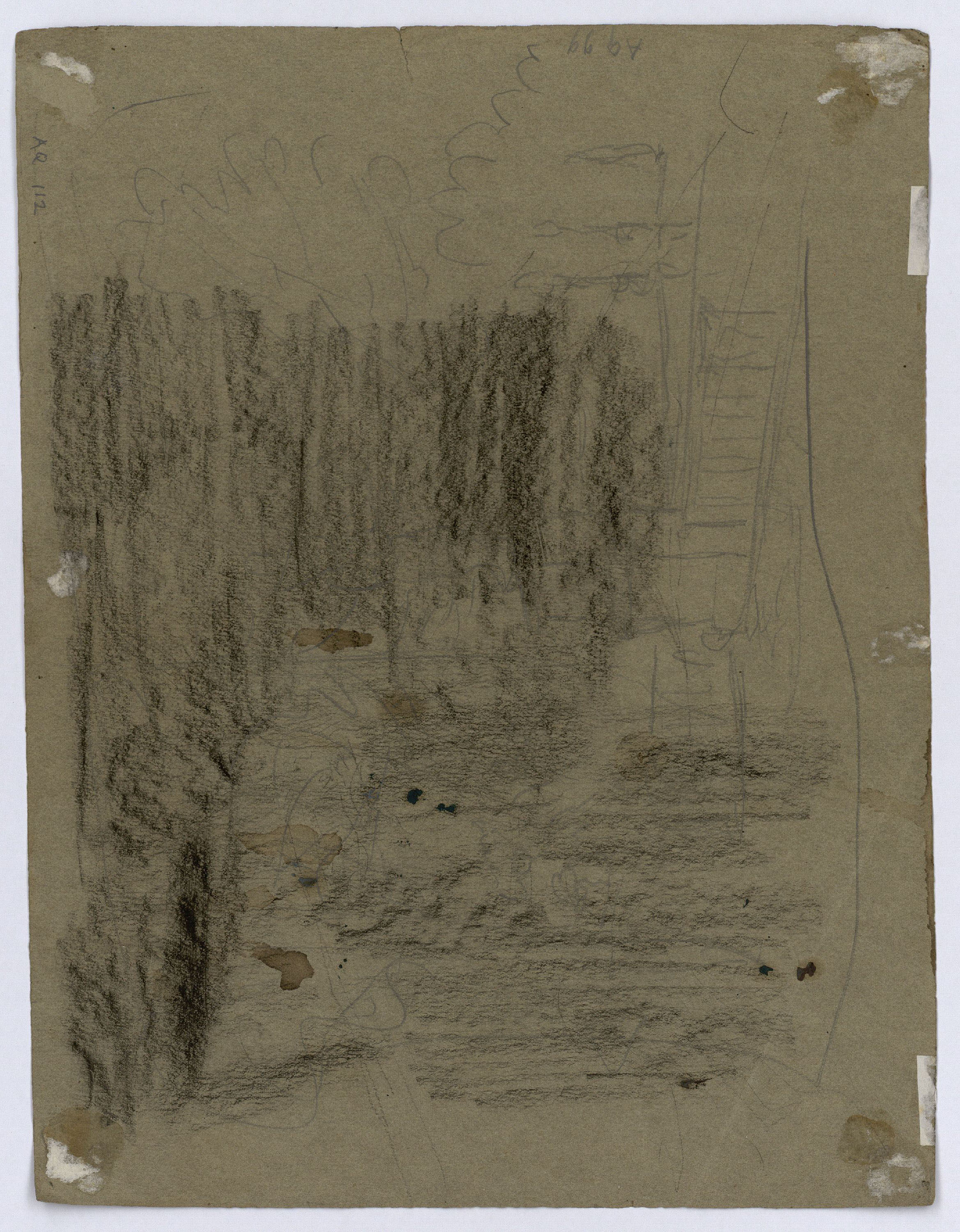 image for: Marià Fortuny - Paisatge rocós (anvers) / Croquis inconcret (revers) - Cap a 1860-1862 [1]