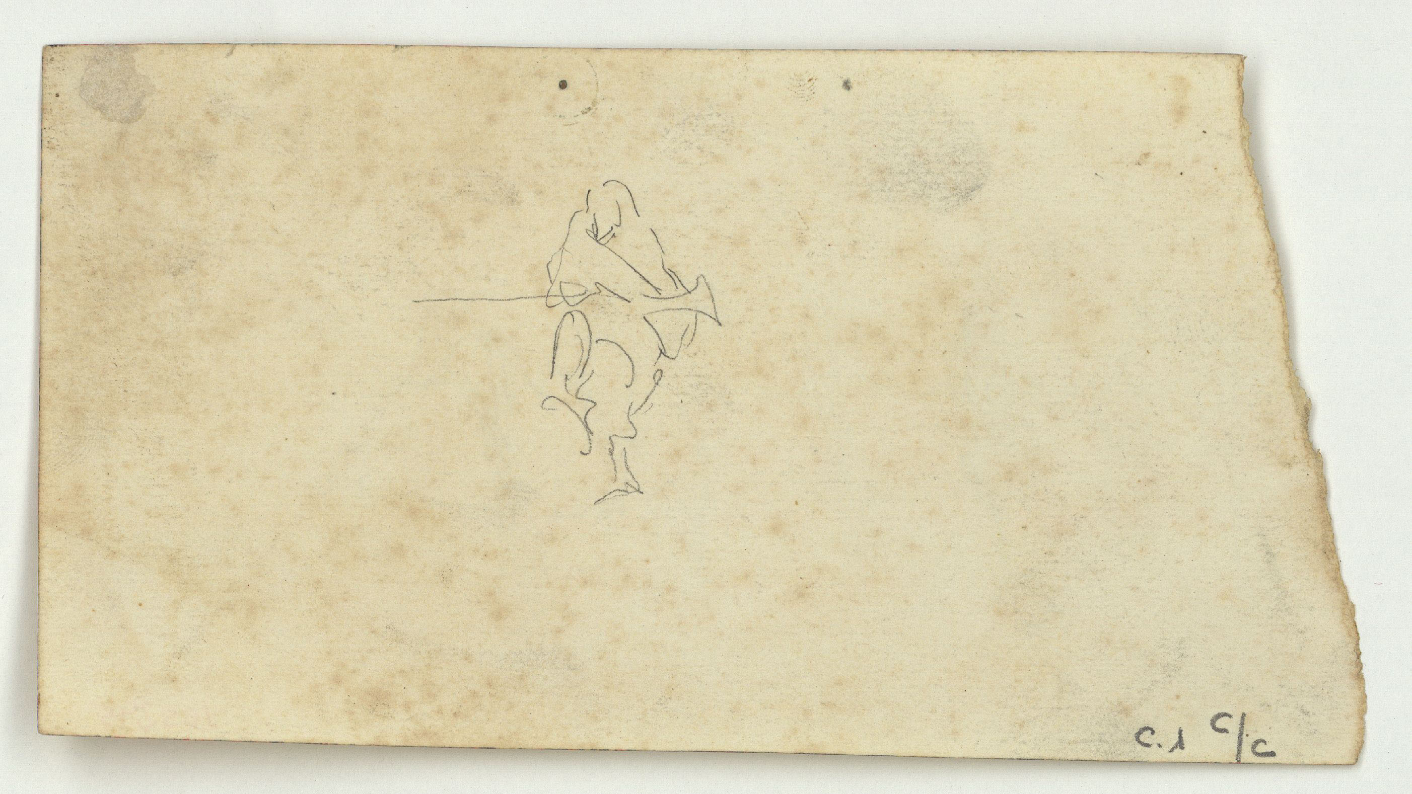 image for: Marià Fortuny - Canó d'artilleria i marroquí a cavall (anvers) / Esbós de marroquí amb espingarda (revers) - Cap a 1860 [1]