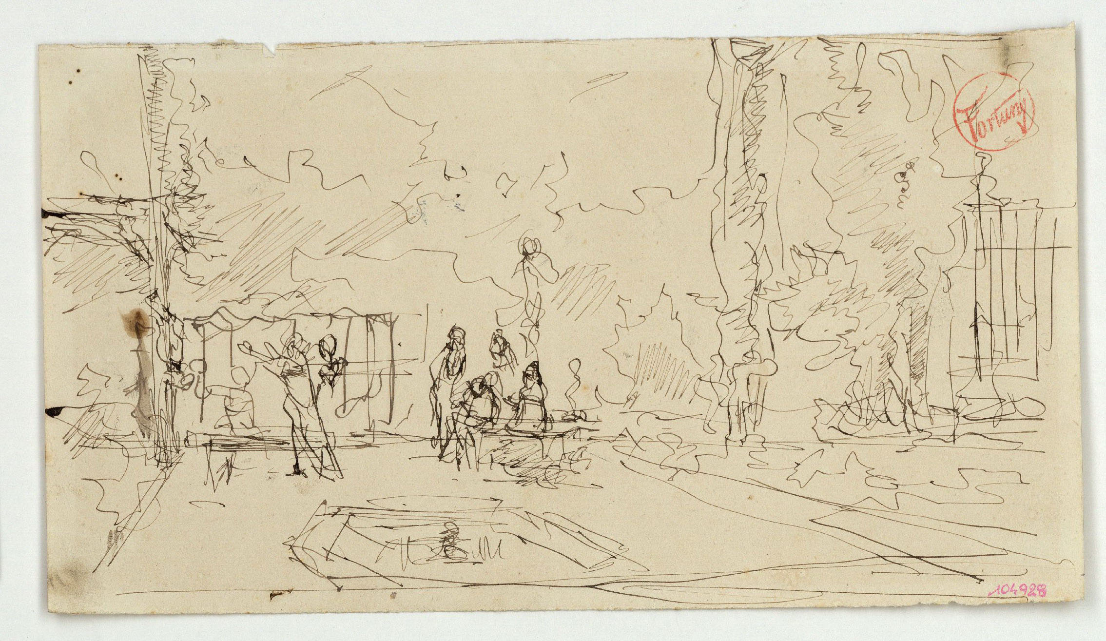 image for: Marià Fortuny - Estudi per al quadre «El jardí dels poetes» - Cap a 1871