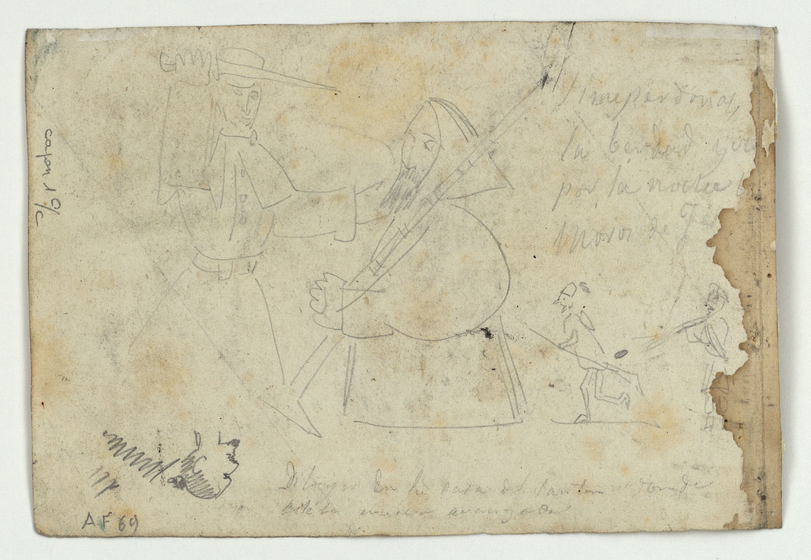 image for: Marià Fortuny - Campament militar (anvers) / Dibujos en la casa del santón donde está nuestra avanzada (revers) - Cap a 1860 [1]
