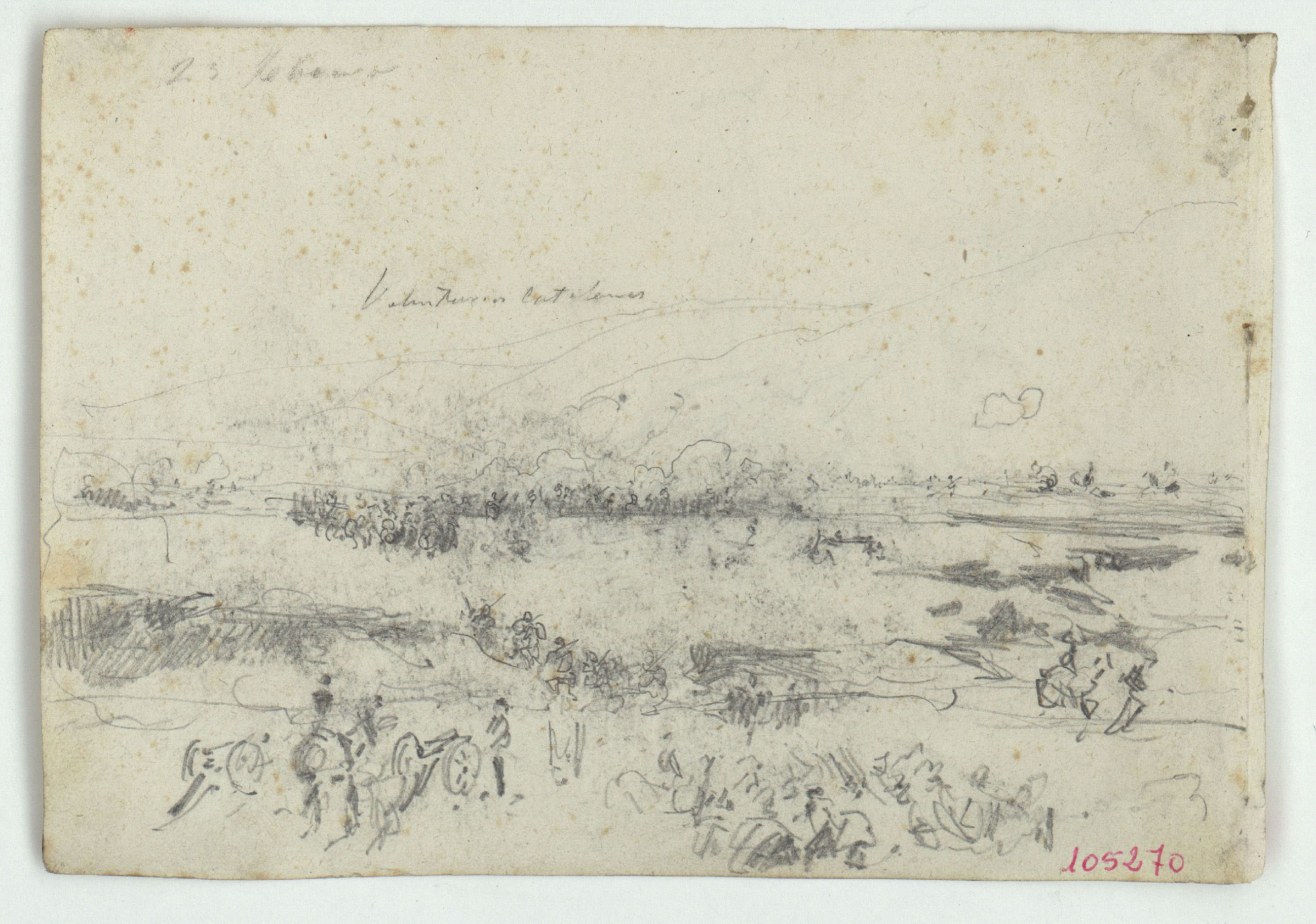 image for: Marià Fortuny - Voluntarios catalanes. Estudi per al quadre «La batalla de Wad-Ras» (anvers) / Cap de cavall (revers) - 1860