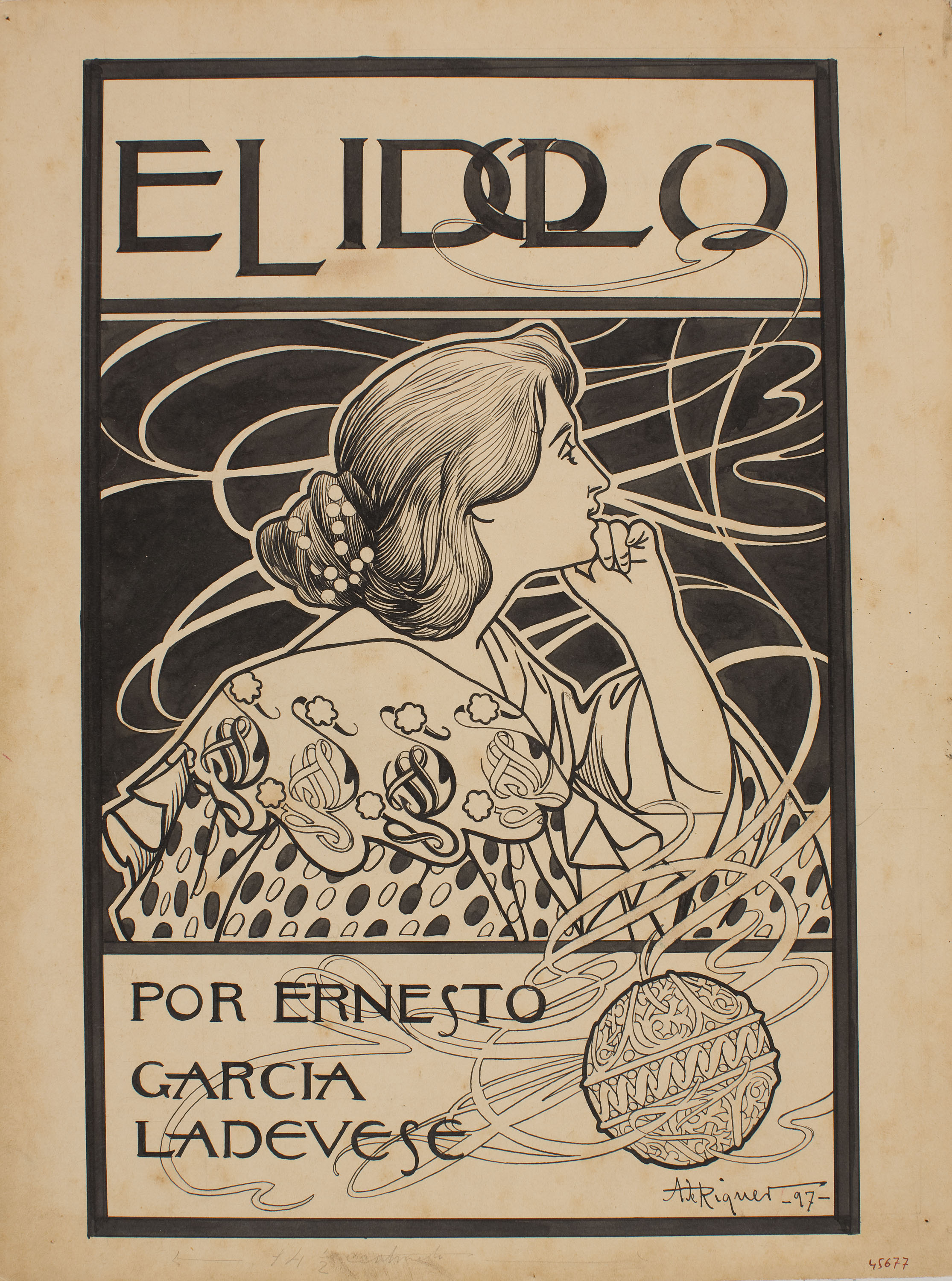 image for: Alexandre de Riquer - Portada per a «El ídolo» d'Ernesto García Ladevese - 1897
