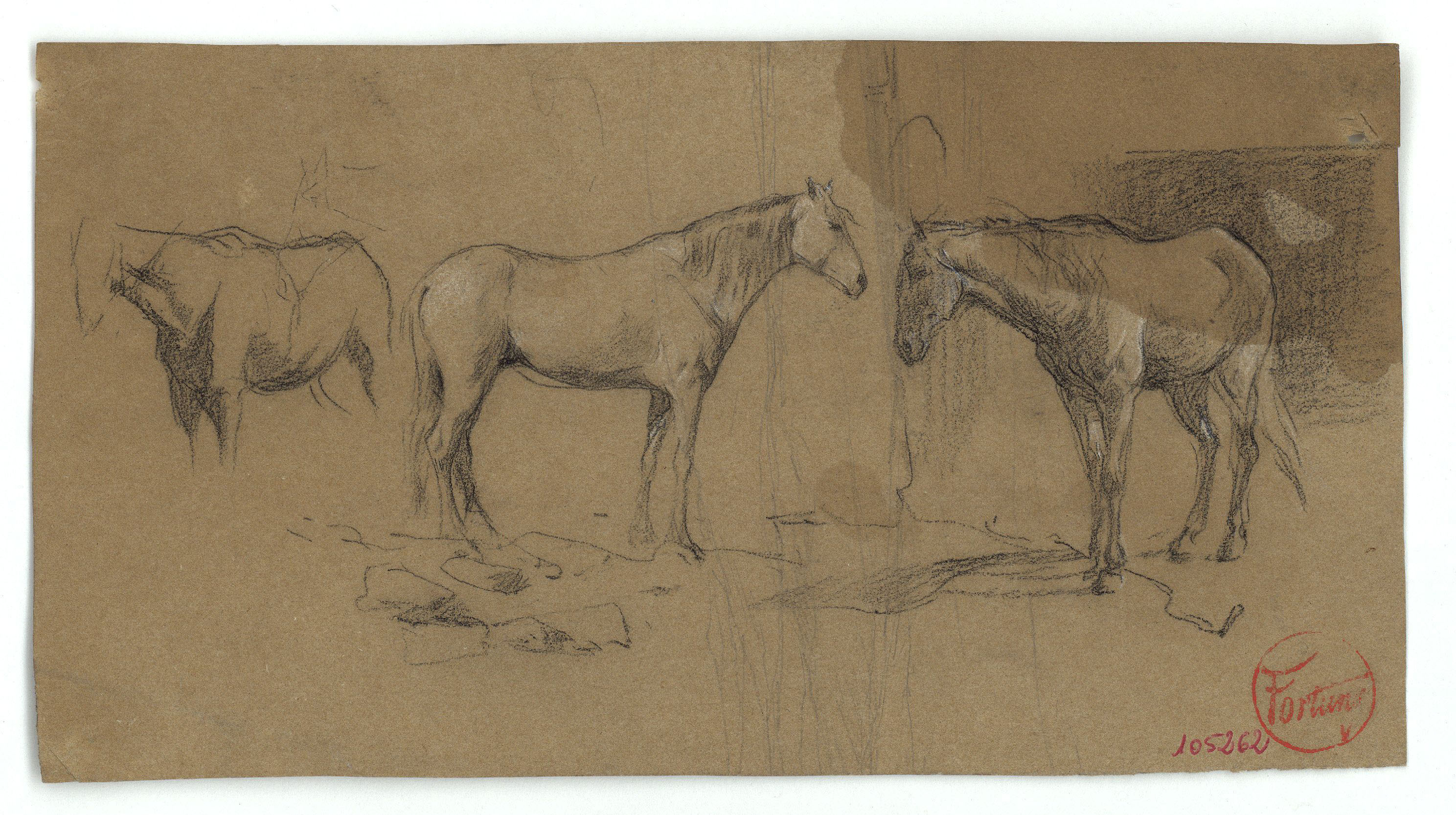 image for: Marià Fortuny - Cavalls (anvers) / Cavall i camell (revers) - Cap a 1860-1862
