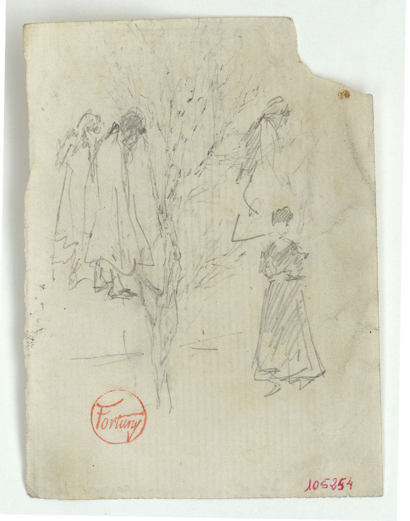 image for: Marià Fortuny - Figures i arbre - Cap a 1867-1872