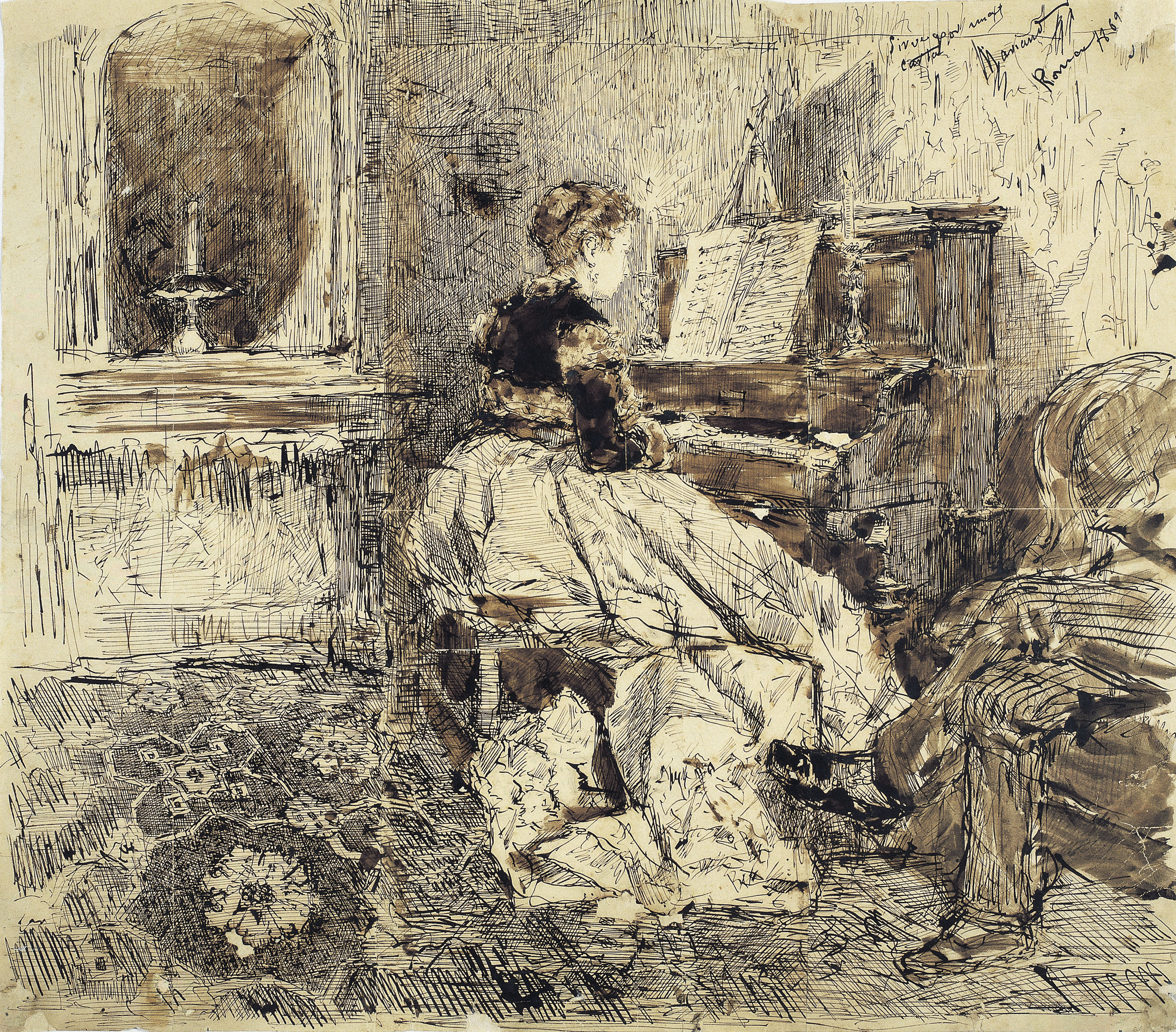 image for: Marià Fortuny - Cecilia de Madrazo tocant el piano - 1869