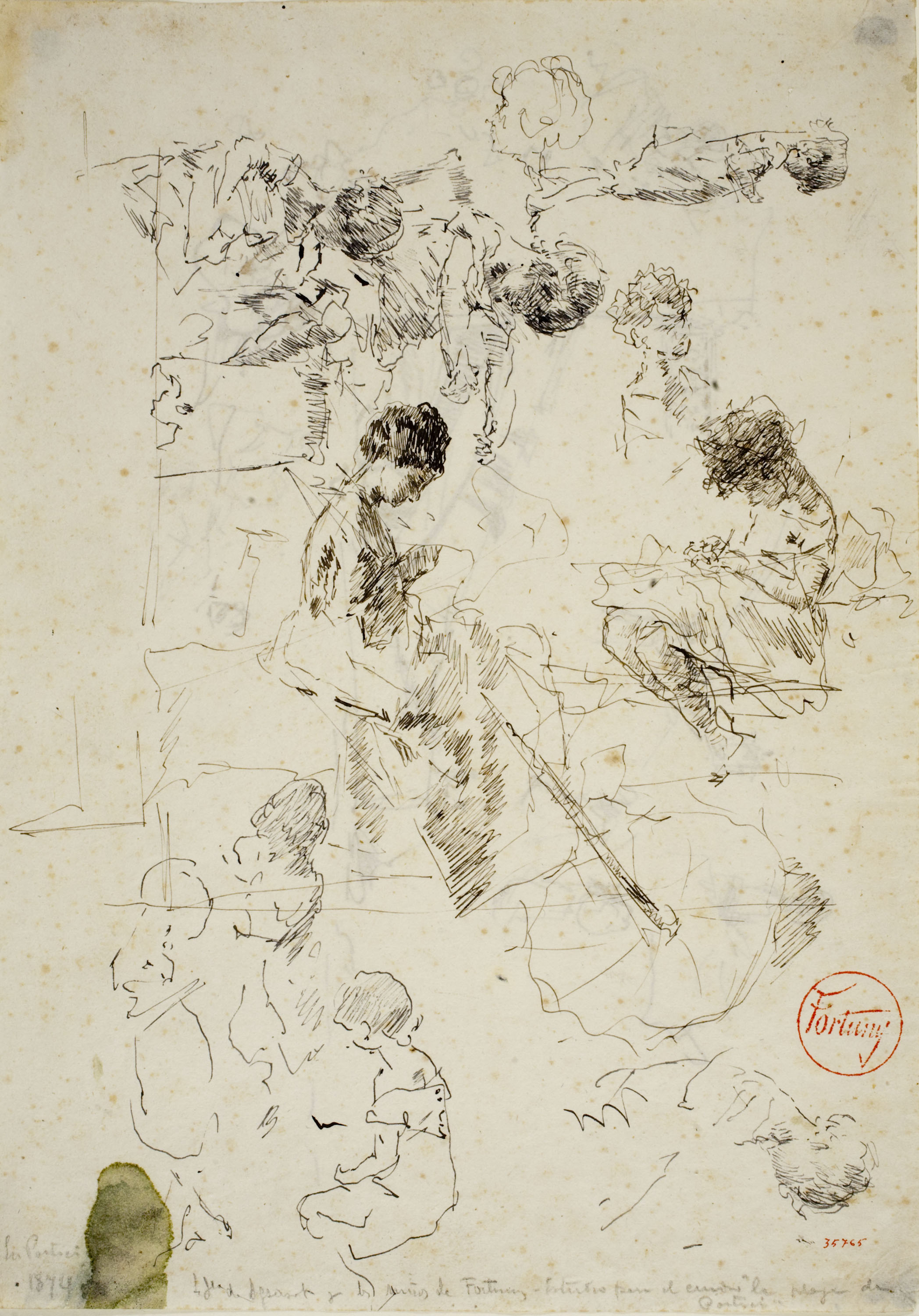 image for: Marià Fortuny - Estudi per al quadre «Platja de Portici» (anvers) / Estudi per al quadre «Platja de Portici» (revers) - Cap a 1874