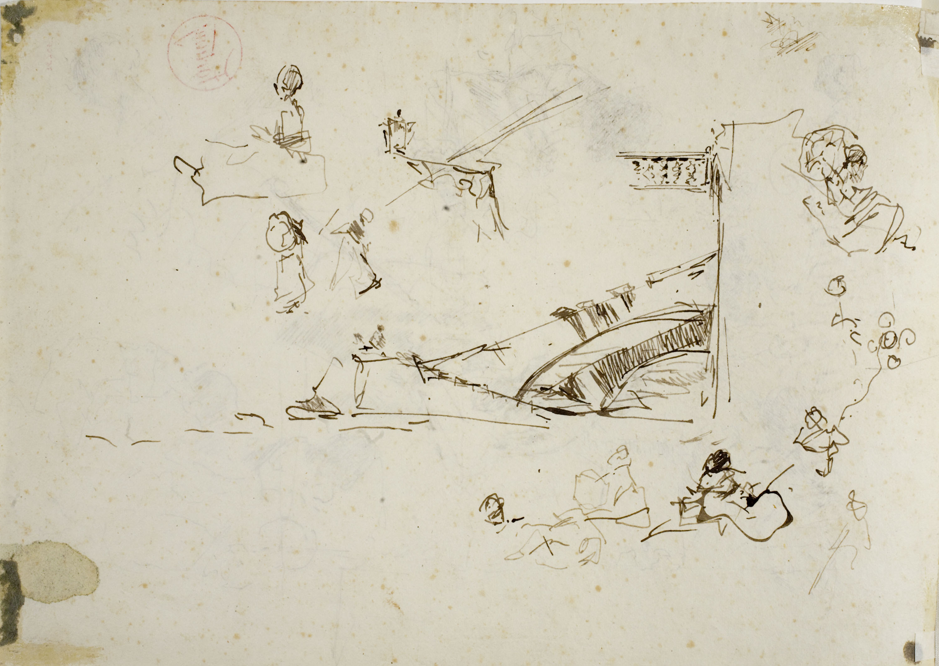 image for: Marià Fortuny - Estudi per al quadre «Platja de Portici» (anvers) / Estudi per al quadre «Platja de Portici» (revers) - Cap a 1874 [1]