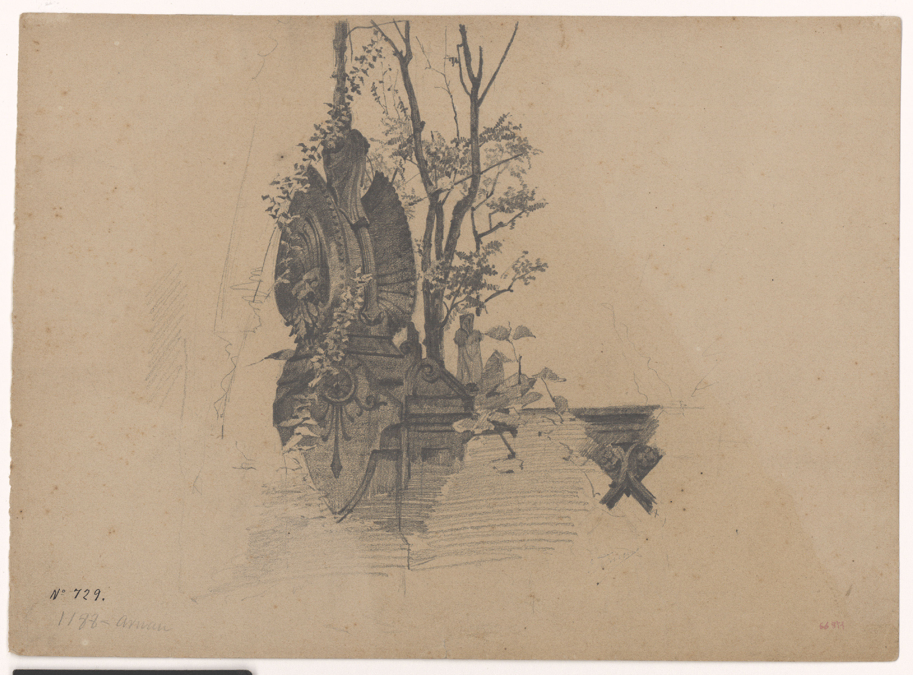 image for: Eusebi Arnau - Estudi de la balustrada que envolta el monument a Aribau - 1885