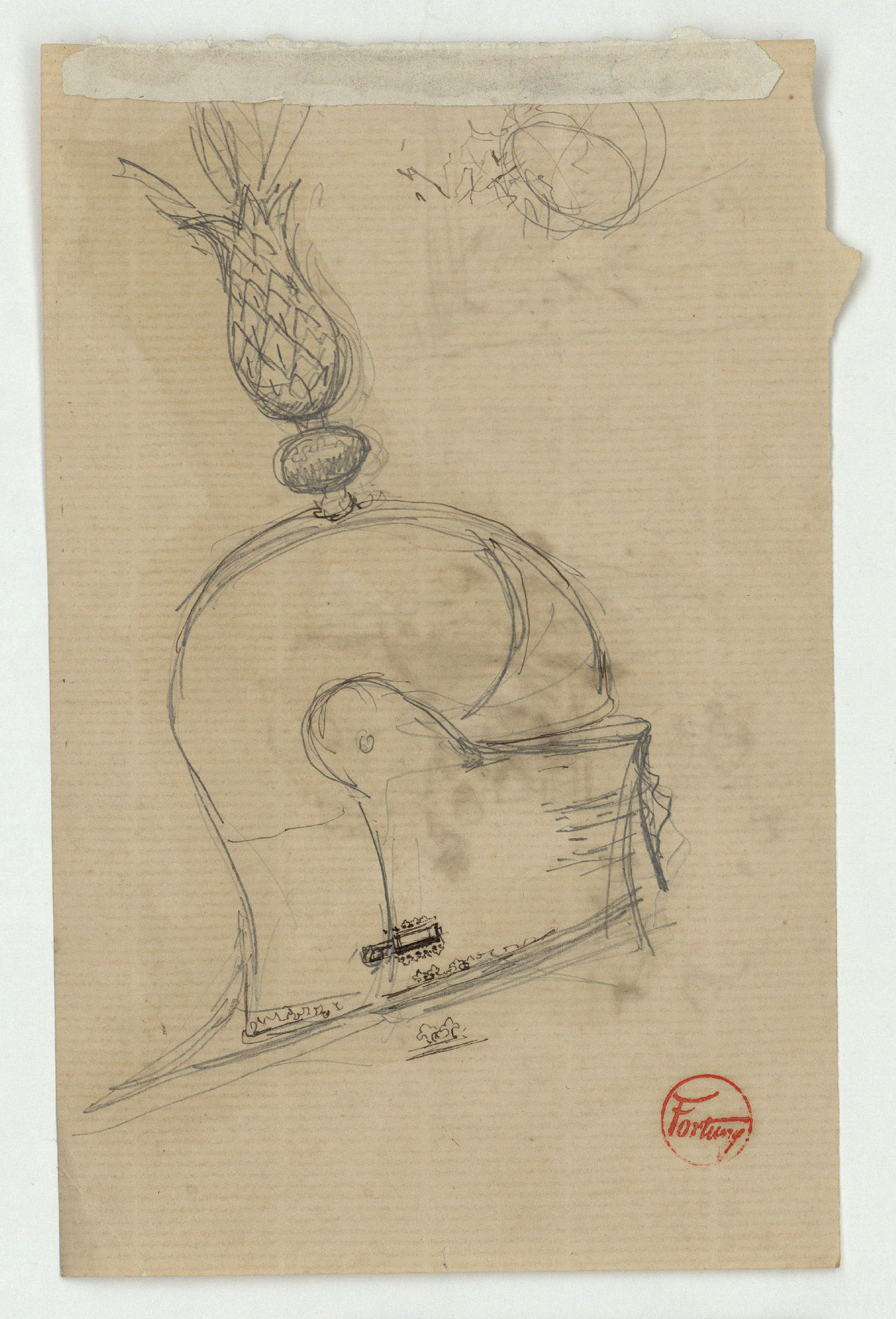 image for: Marià Fortuny - Estudi per al quadre «Platja de Portici» (anvers) / Casc (revers) - Cap a 1874 [1]