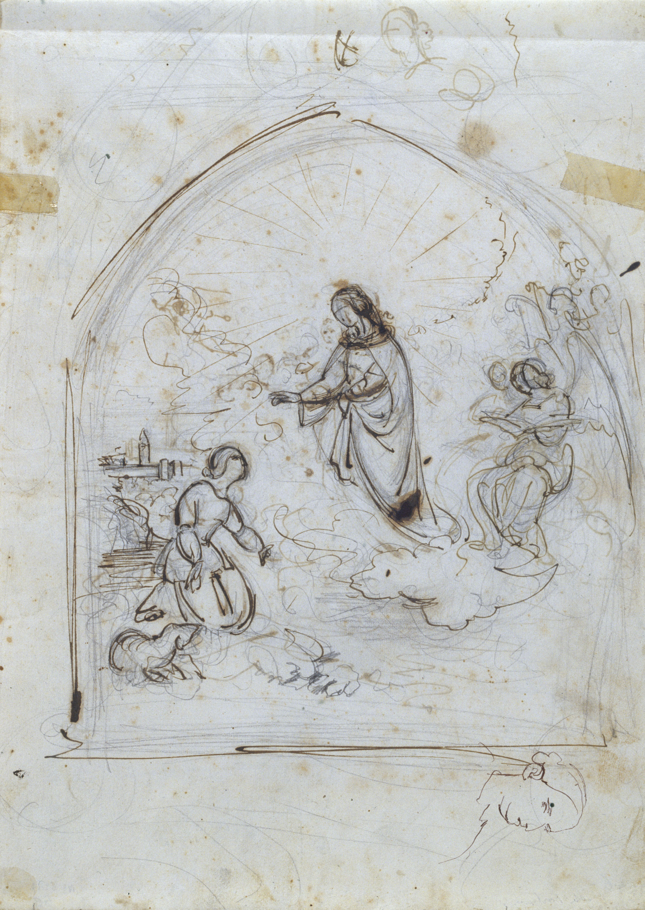 image for: Marià Fortuny - Estudi per al quadre «Aparició de la Mare de Déu de la Misericòrdia a Teresa Basora» (anvers) / Estudi per al quadre «Aparició de la Mare de Déu de la Misericòrdia a... - Cap a 1855 [1]