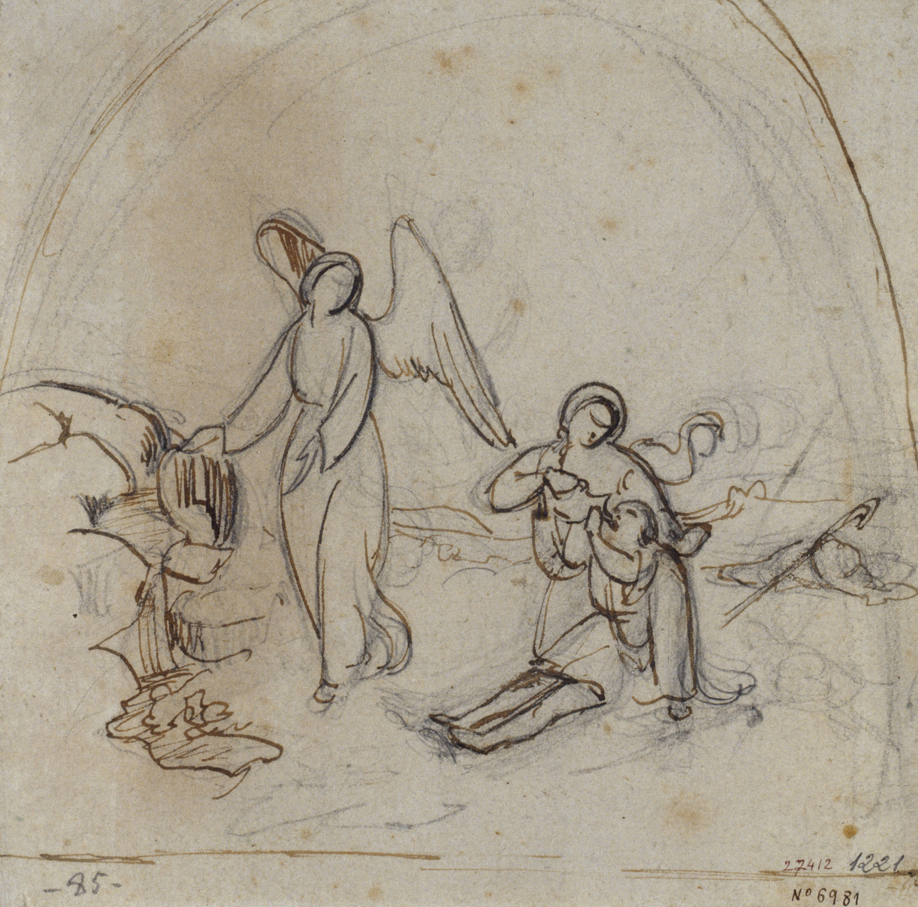 image for: Marià Fortuny - Àngels donant beure a un assedegat - Cap a 1855