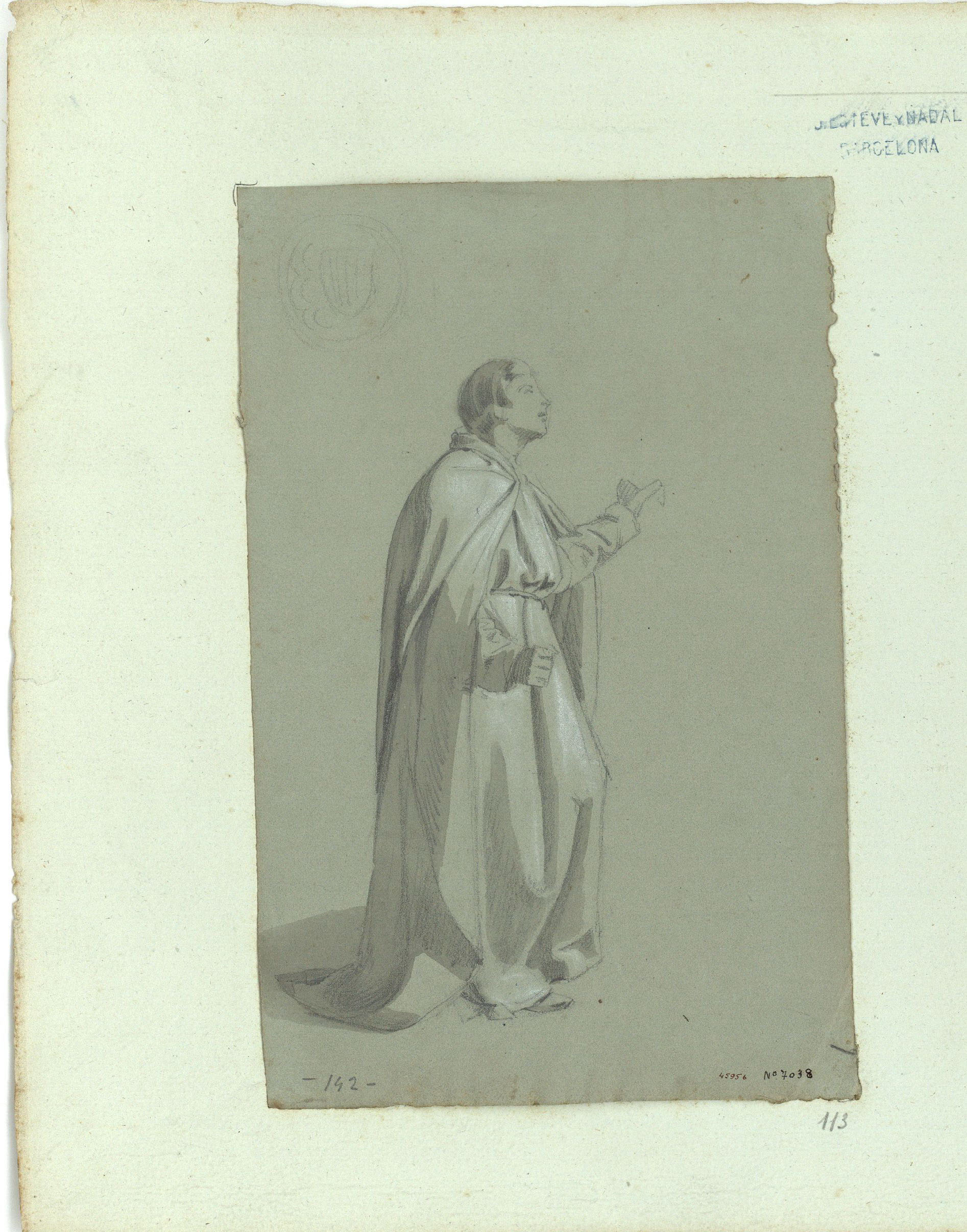 image for: Marià Fortuny - Estudi acadèmic de figura masculina - Cap a 1856-1858