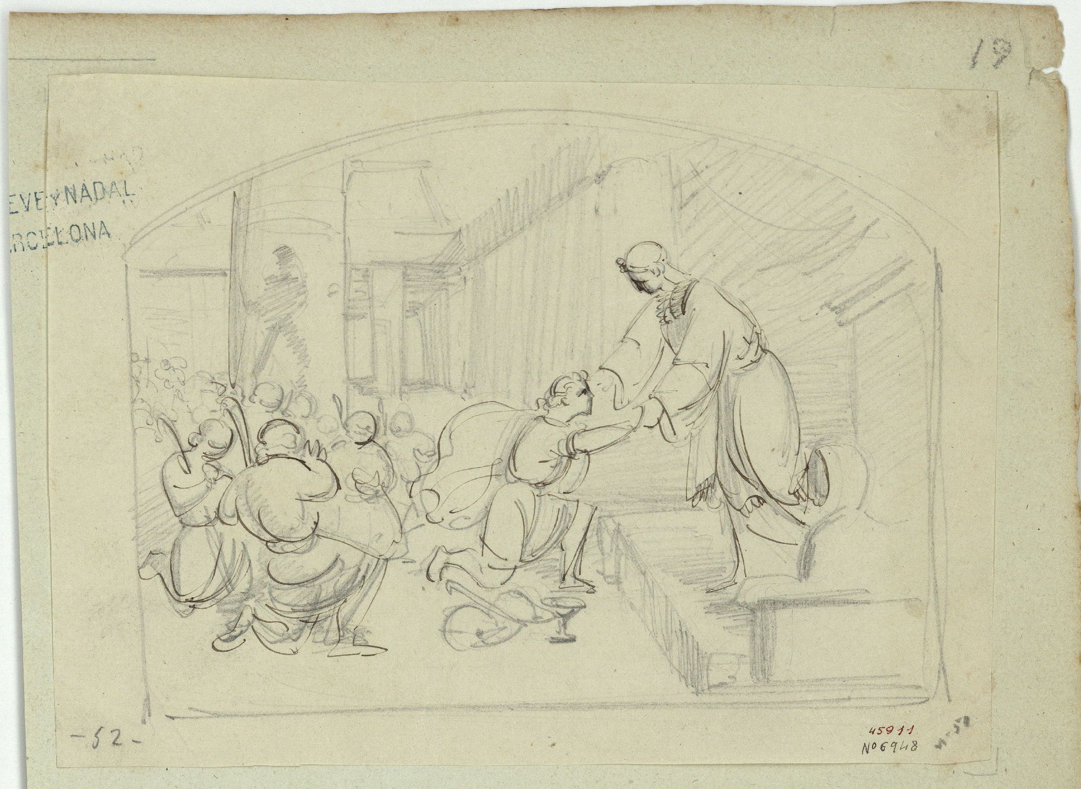 image for: Marià Fortuny - Esbós per a una escena bíblica - Cap a 1855-1856