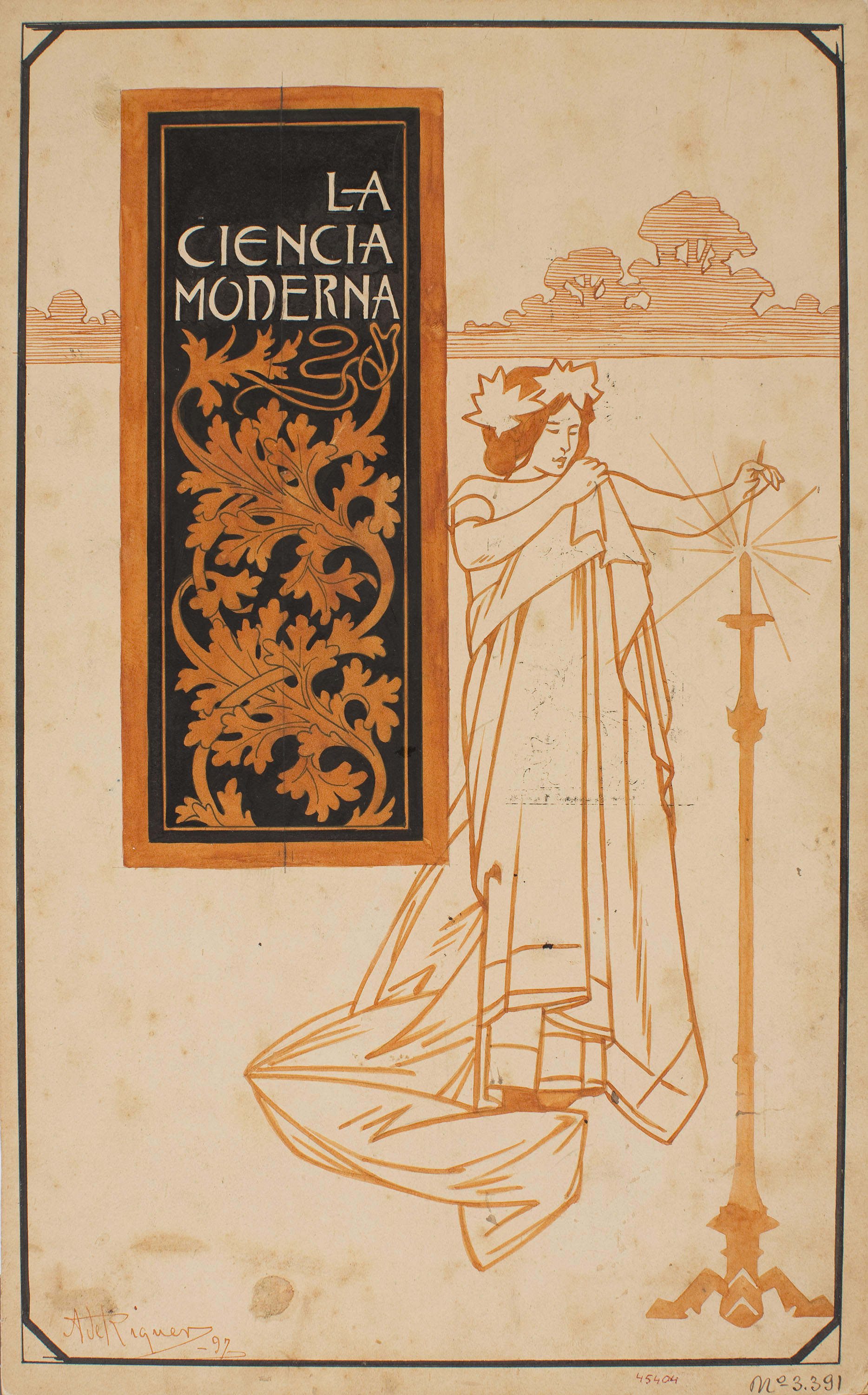 image for: Alexandre de Riquer - Portada per a «La ciencia moderna» de Julio Broutá - 1897