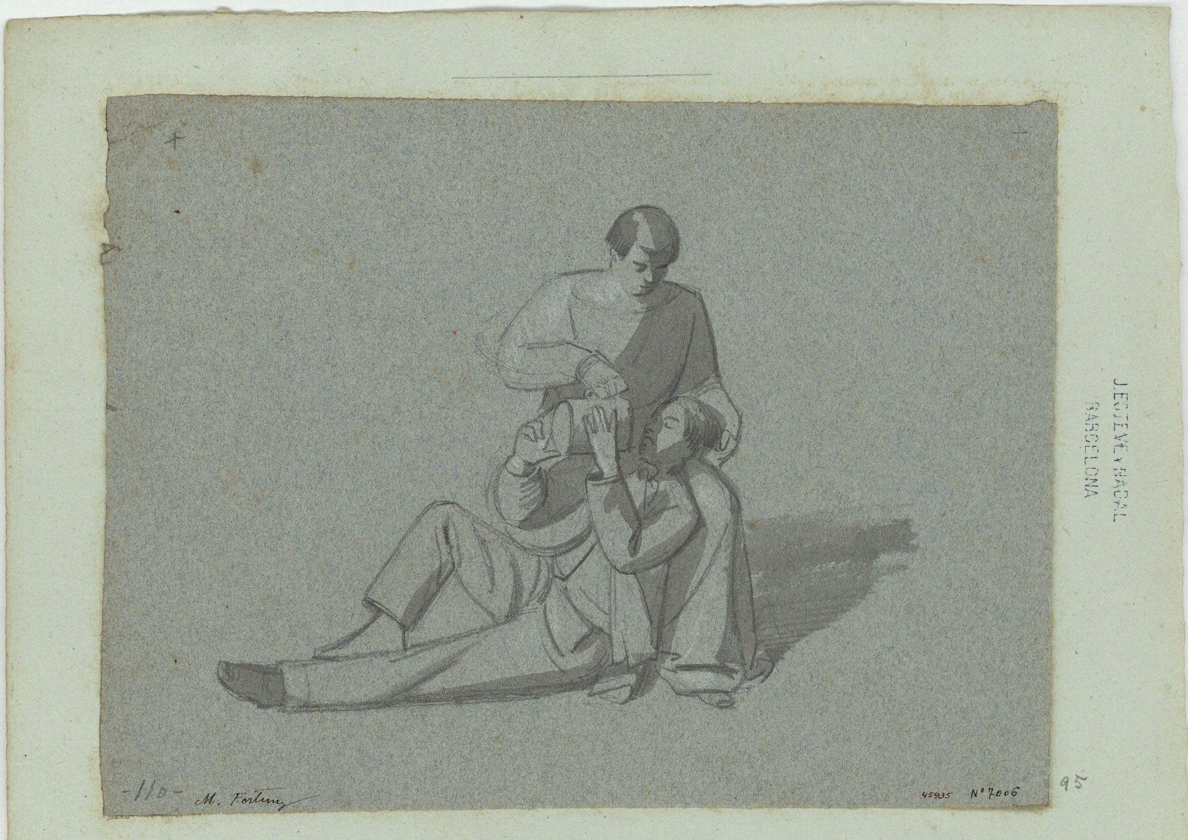 image for: Marià Fortuny - Estudi acadèmic de figures masculines - Cap a 1856-1858