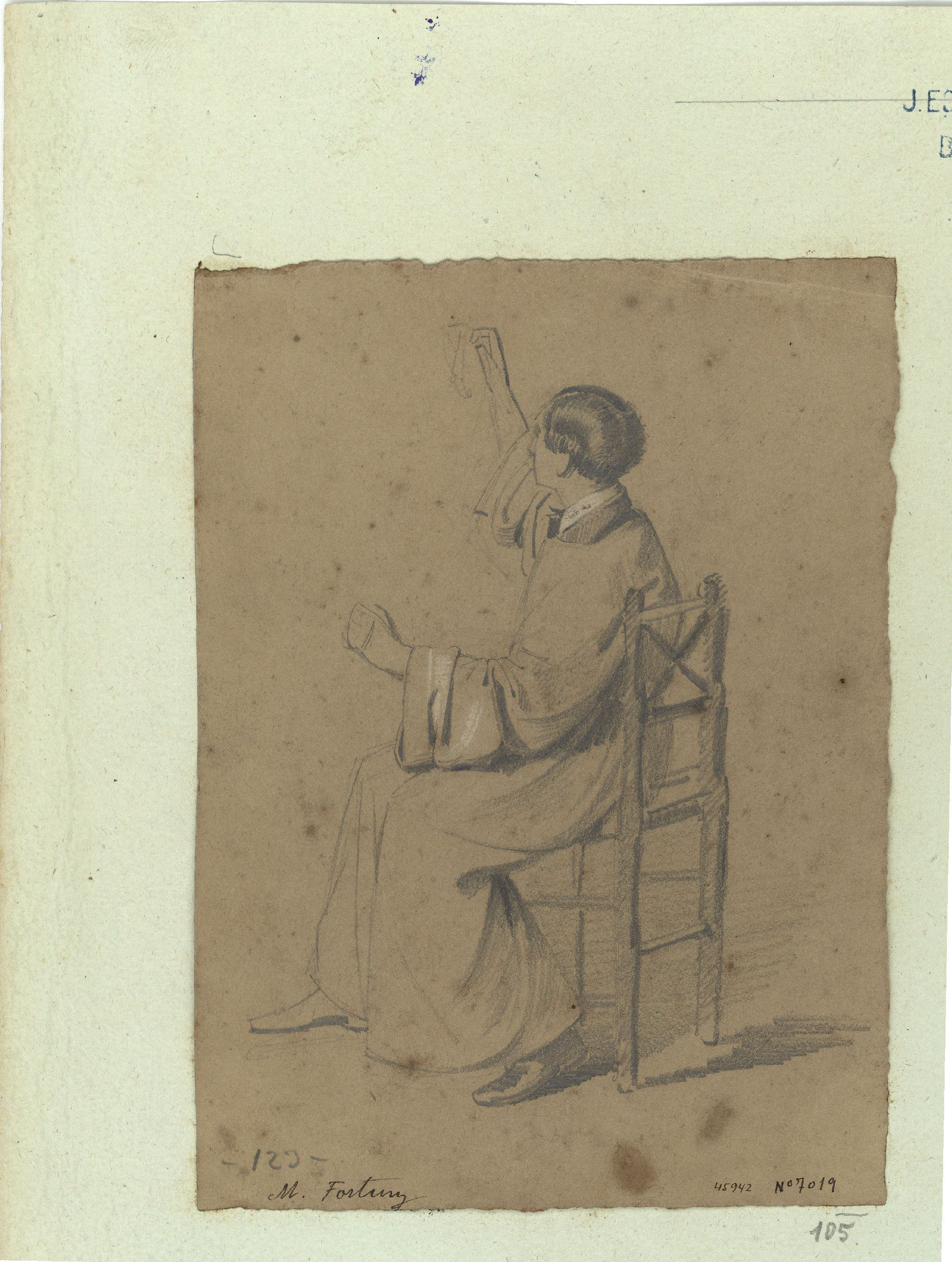 image for: Marià Fortuny - Estudi acadèmic de figura masculina - Cap a 1856-1858
