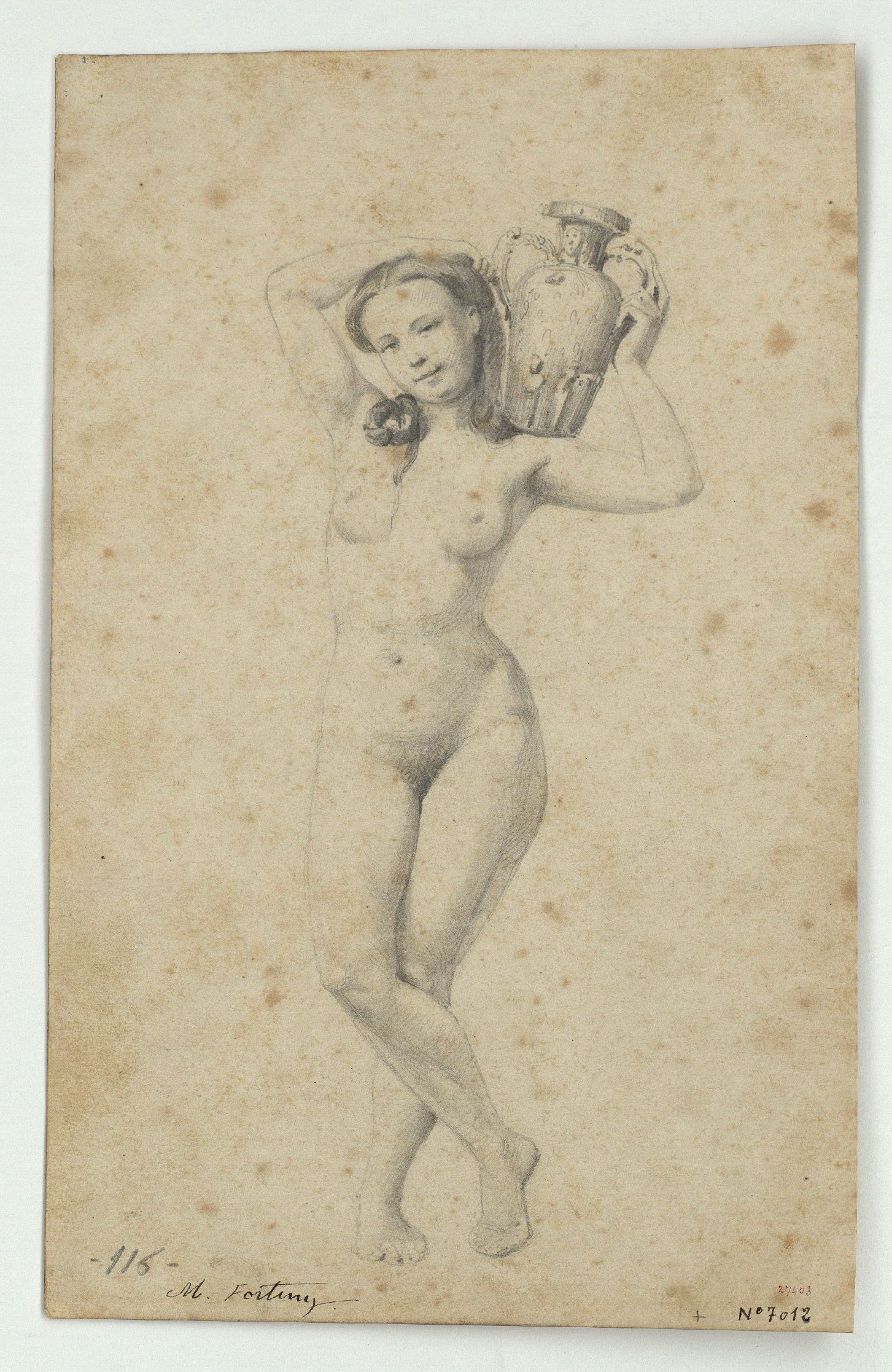 image for: Marià Fortuny - Estudi acadèmic de nu femení - Cap a 1856-1858