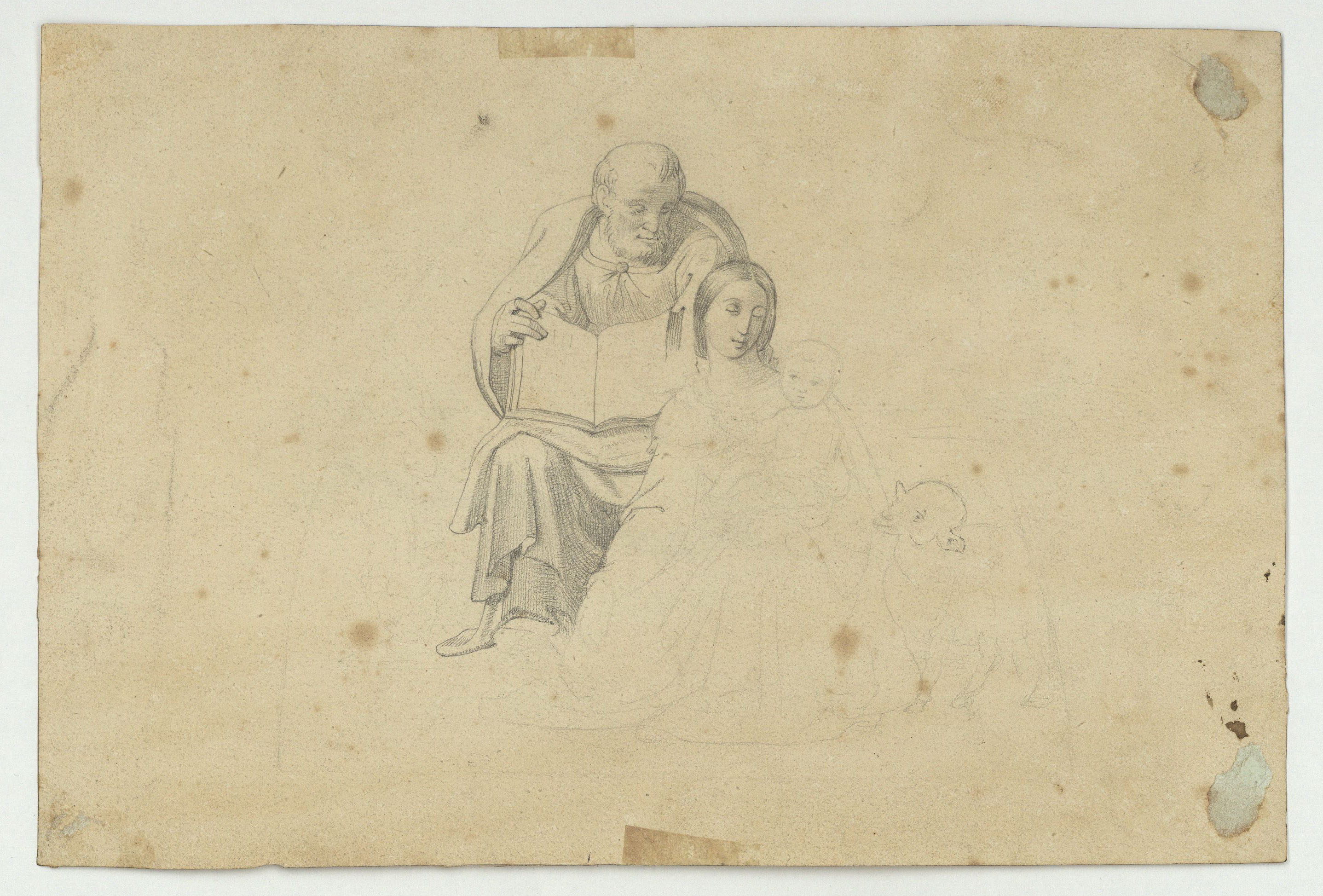 image for: Marià Fortuny - Estudi acadèmic de nu masculí (anvers) / Sagrada Família (revers) - Cap a 1856-1858 [1]