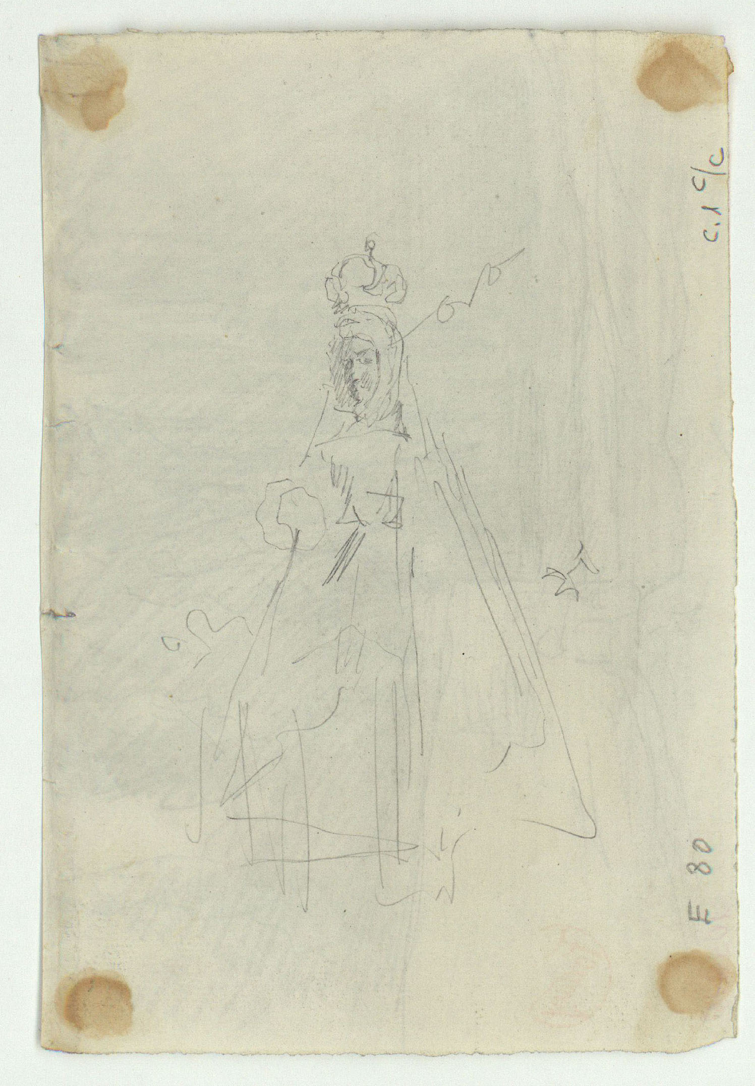 image for: Marià Fortuny - Esbós de passeig amb figura (anvers) / Mare de Déu (revers) - Cap a 1867-1872 [1]