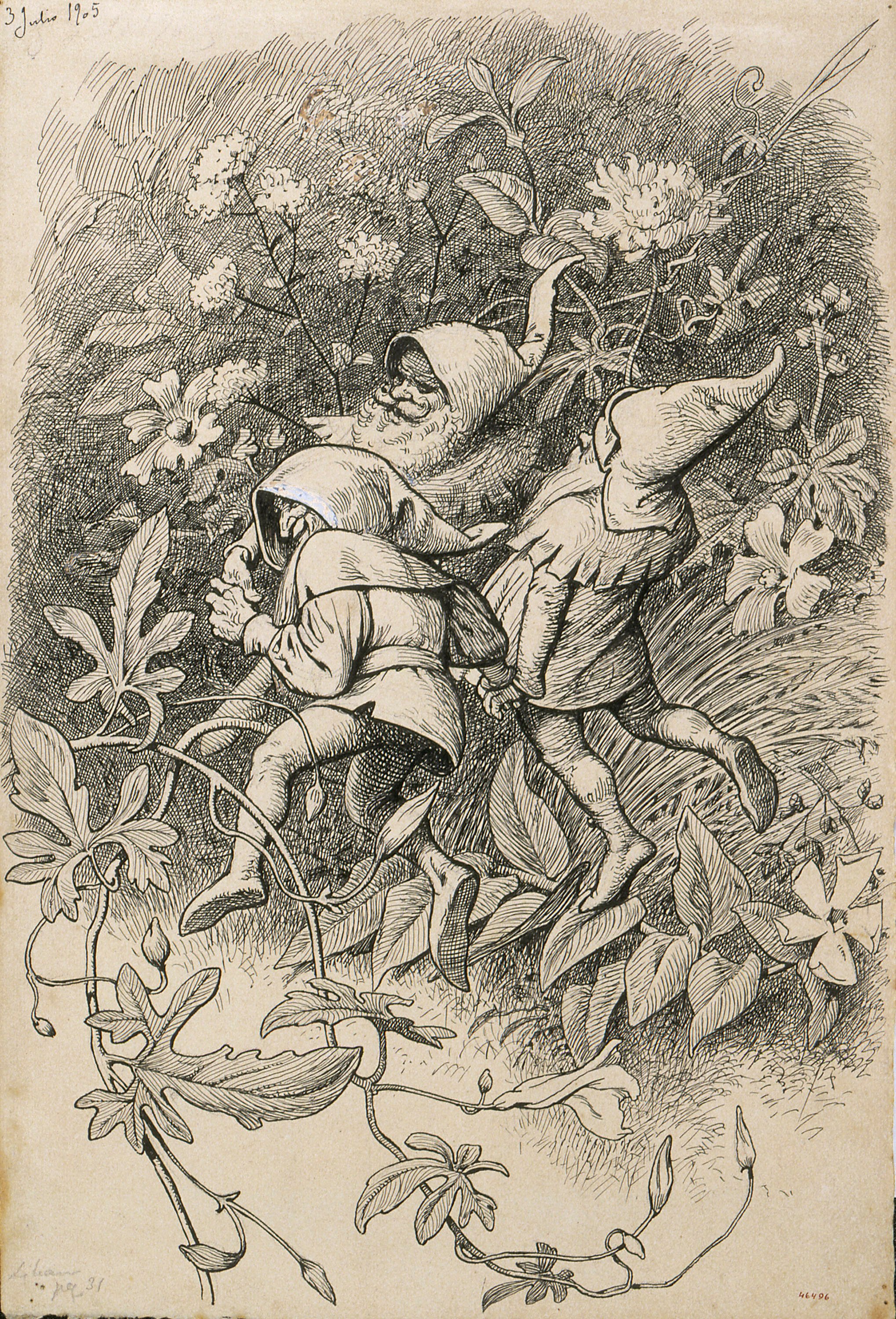 image for: Apel·les Mestres - Flok, Mik i Puk. Il·lustració per al poema «Liliana» d'Apel·les Mestres - 1905