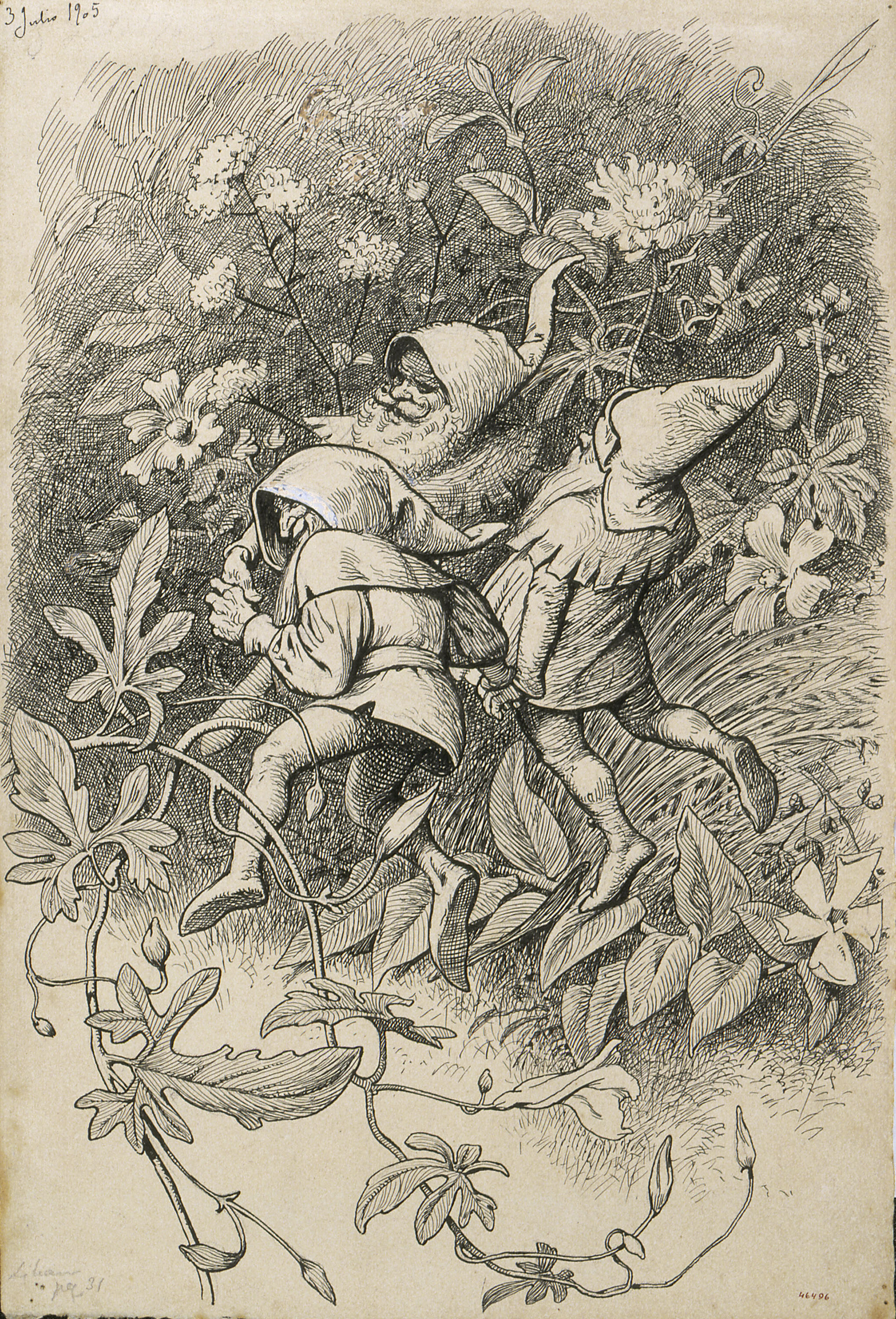 image for: Apel·les Mestres - Flok, Mik i Puk. Il·lustració per al poema «Liliana» d'Apel·les Mestres - 1905