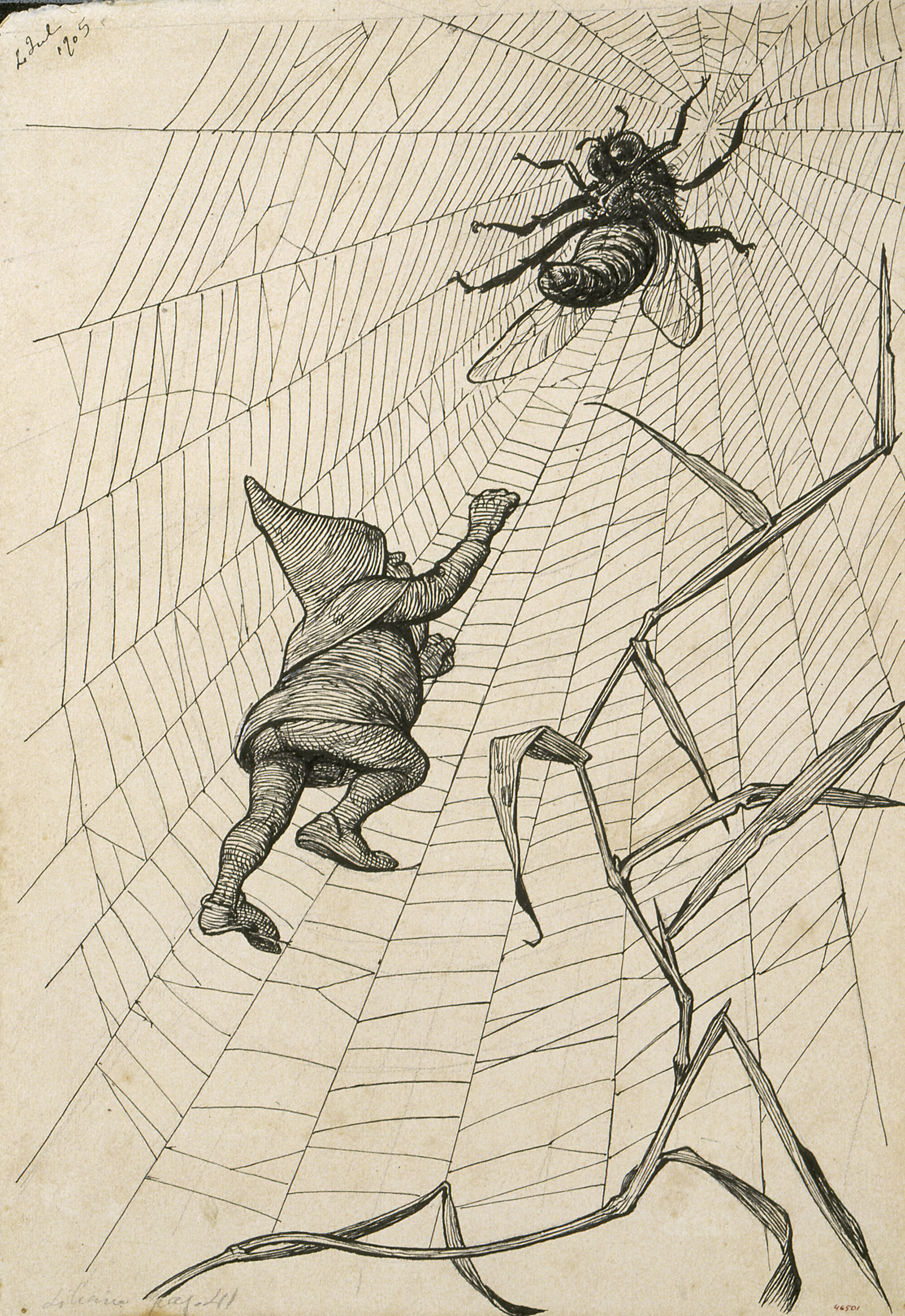 image for: Apel·les Mestres - La teranyina. Il·lustració per al poema «Liliana» d'Apel·les Mestres - 1905