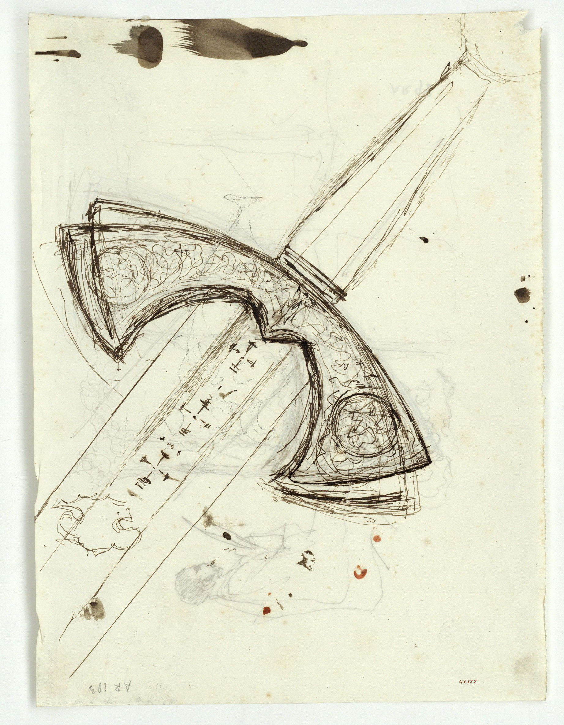 image for: Marià Fortuny - Espasa d'estil musulmà (anvers) / Espasa d'estil musulmà i figura (revers) - Cap a 1870-1872