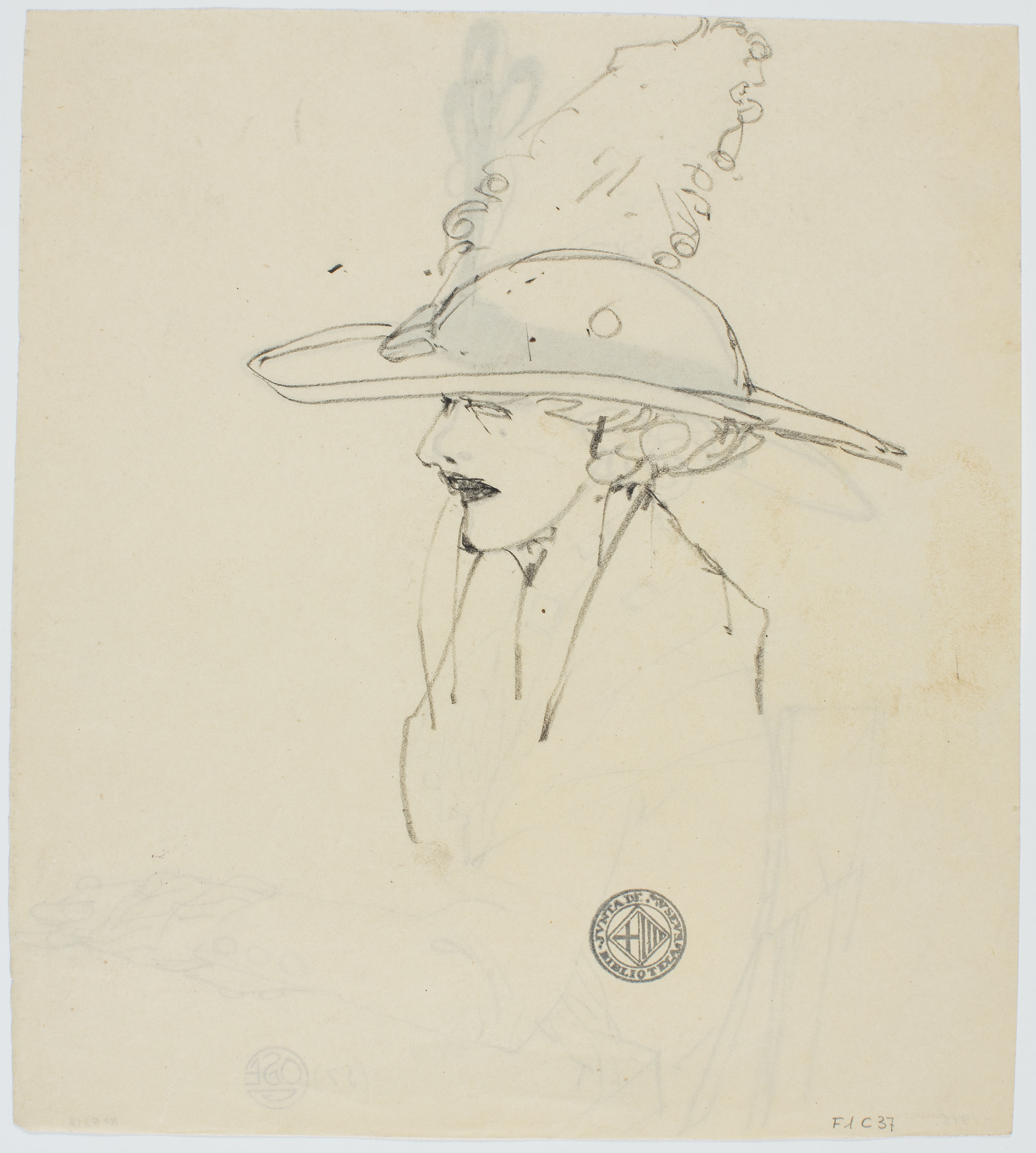 image for: Francesc Xavier Gosé - Dama asseguda (anvers) / Dama (revers) - Cap a 1909-1912 [1]