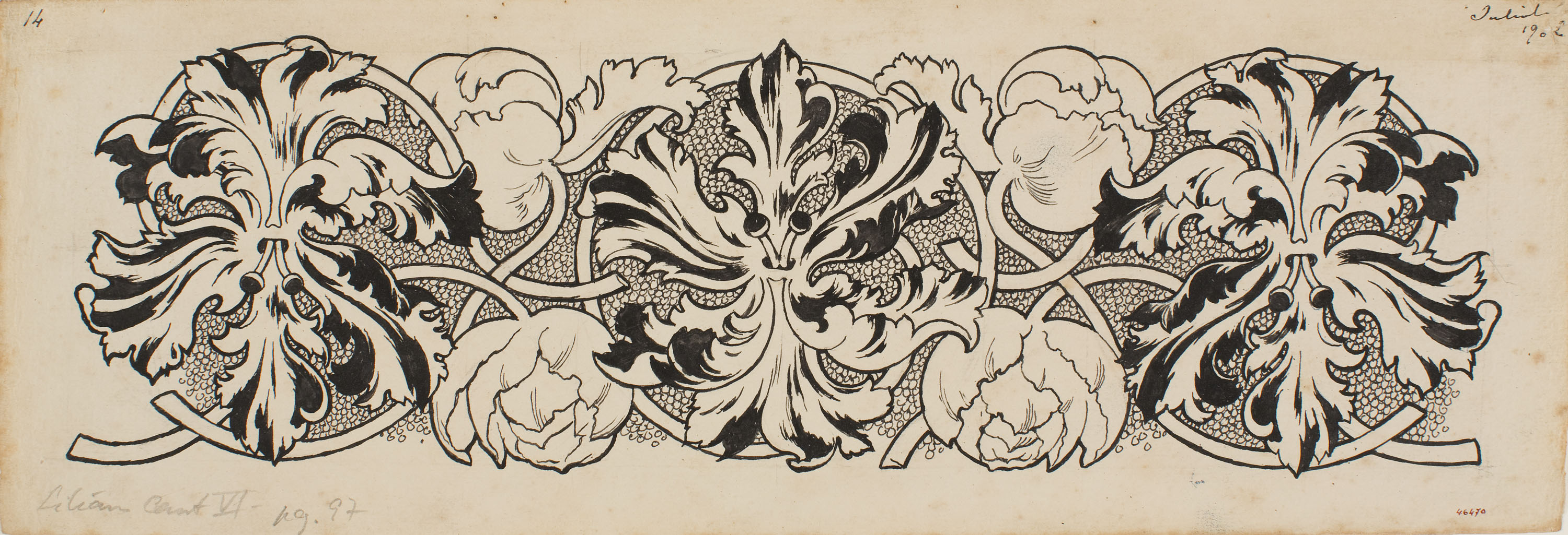 Apel·les Mestres - Sanefa floral. Capçalera de pàgina per al  poema «Liliana» d'Apel·les Mestres - 1902 image for: Apel·les Mestres - Sanefa floral. Capçalera de pàgina per al  poema «Liliana» d'Apel·les Mestres - 1902