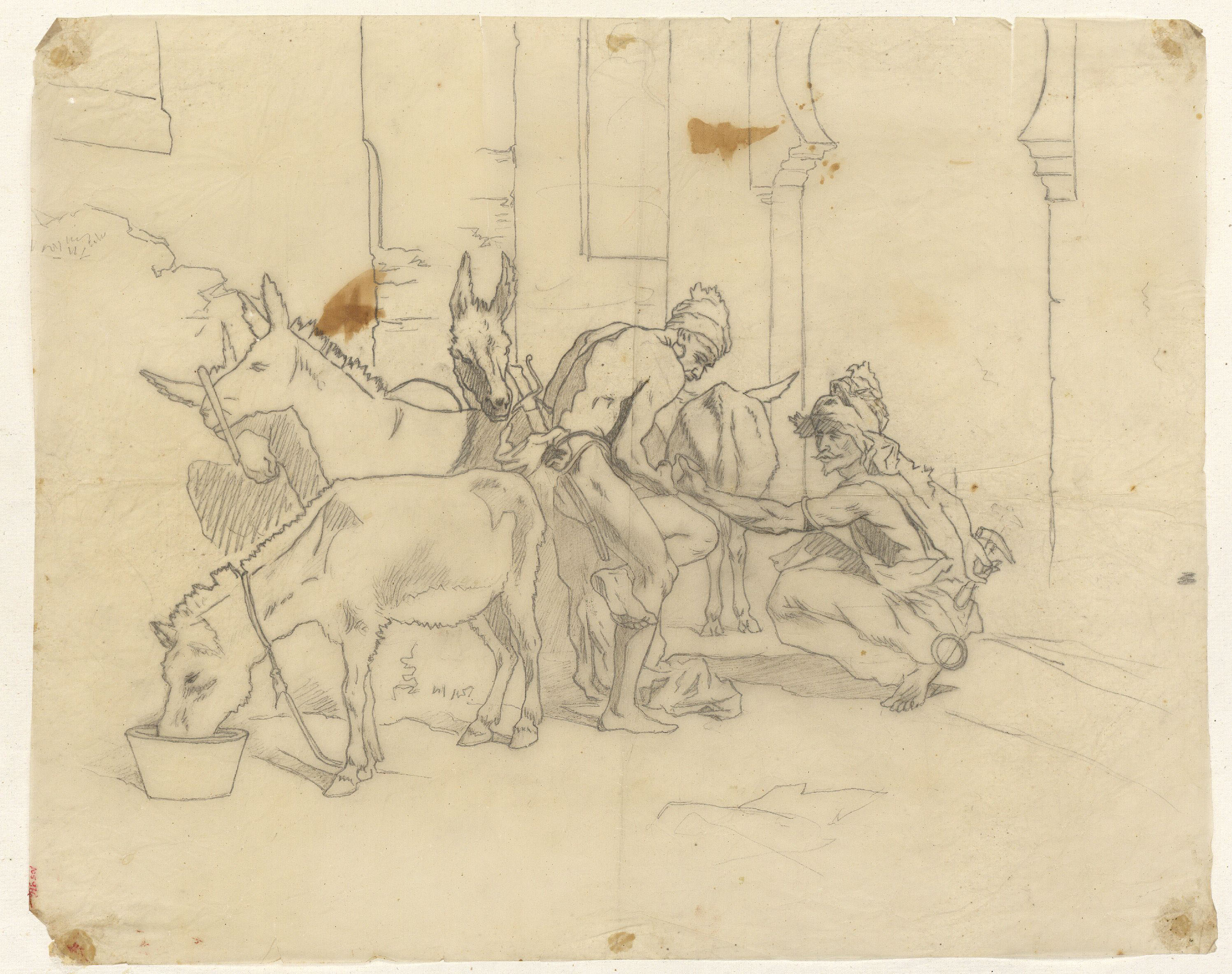image for: Marià Fortuny - Calc del quadre «Ferrador marroquí» - Cap a 1863-1865