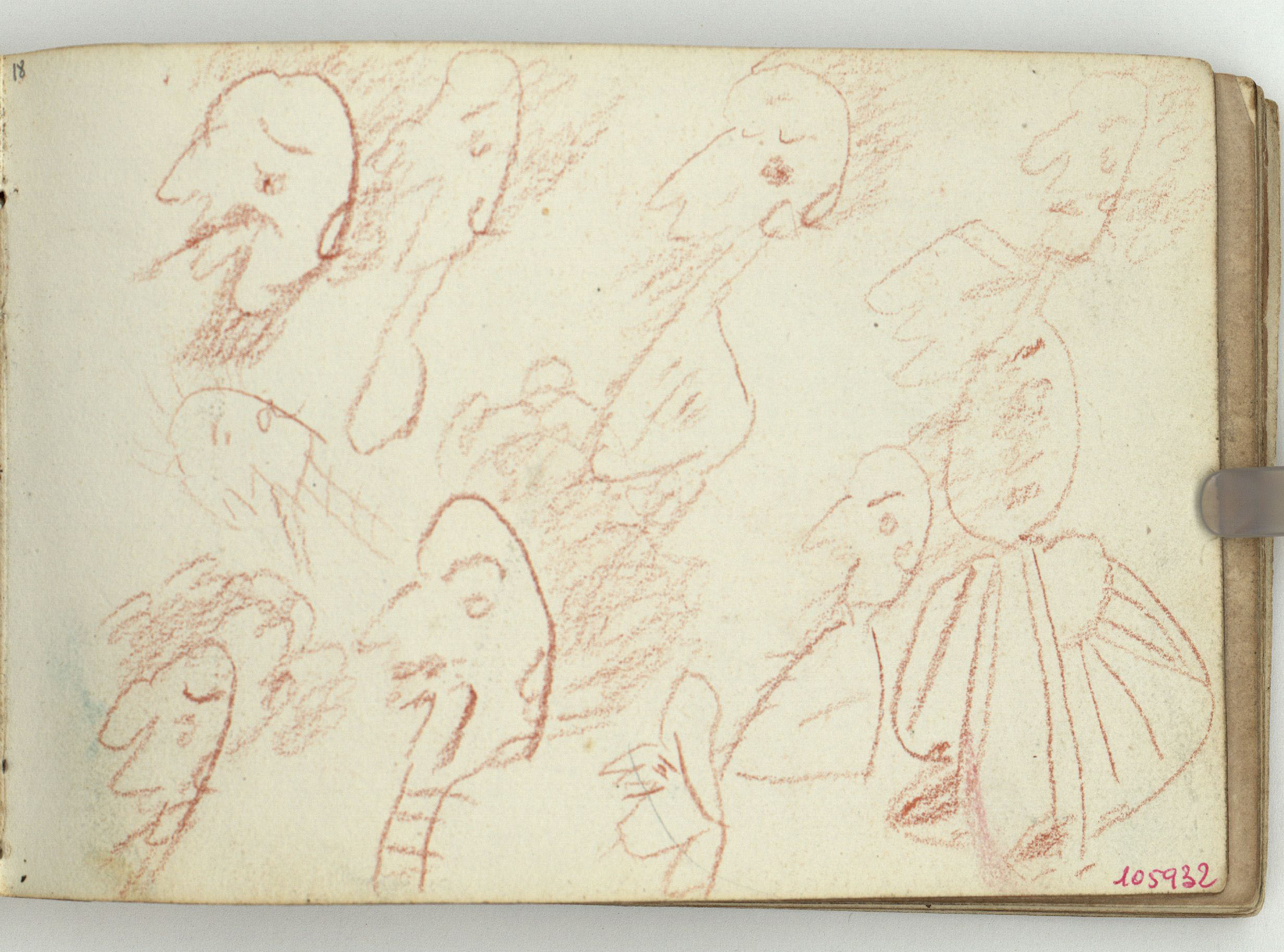 image for: Marià Fortuny - Caricatures (anvers) / Bust caricaturesc (revers) - Cap a 1866-1872