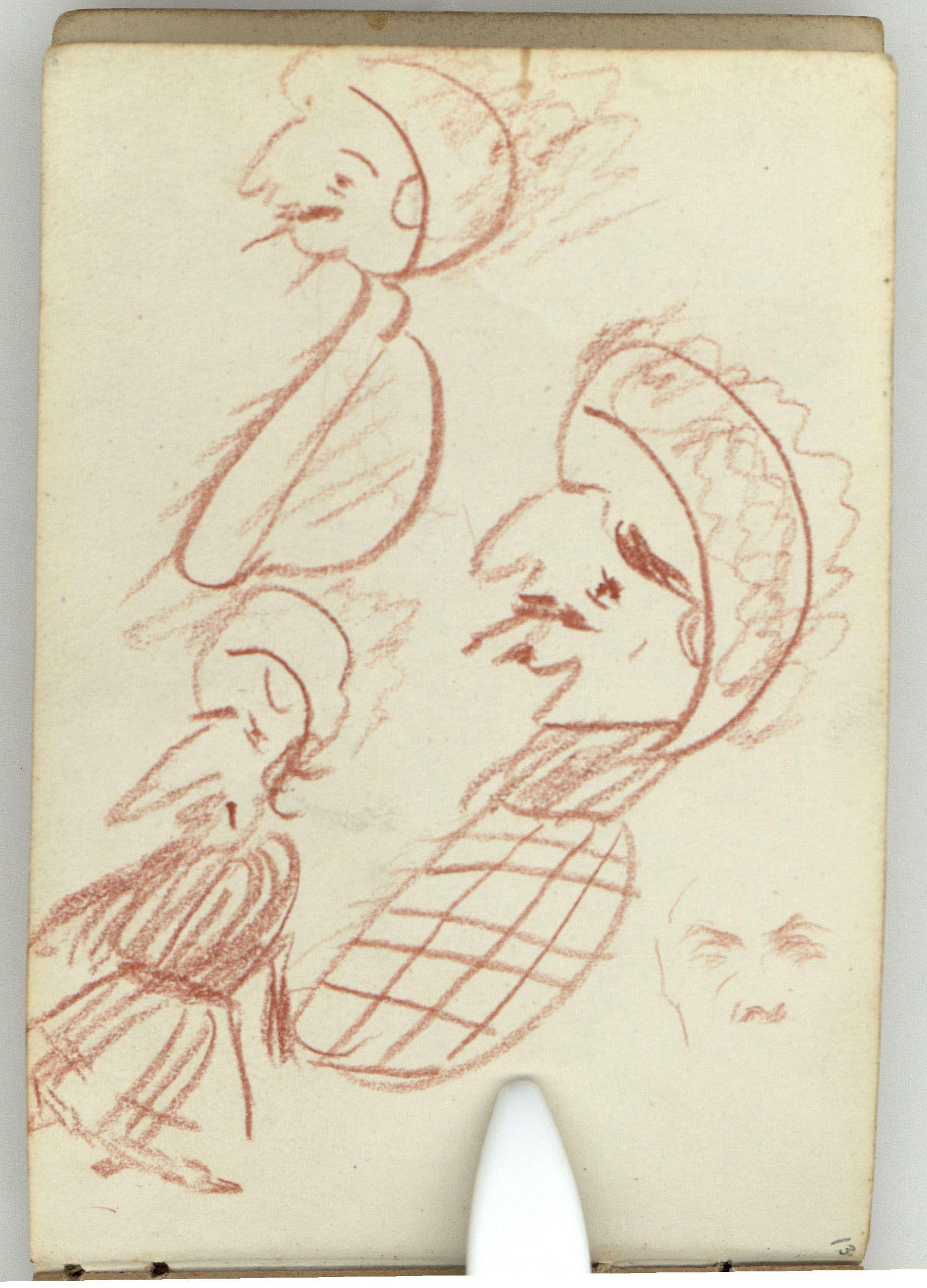 image for: Marià Fortuny - Dones al carrer (anvers) / Caricatures (revers) - Cap a 1870-1872 [1]