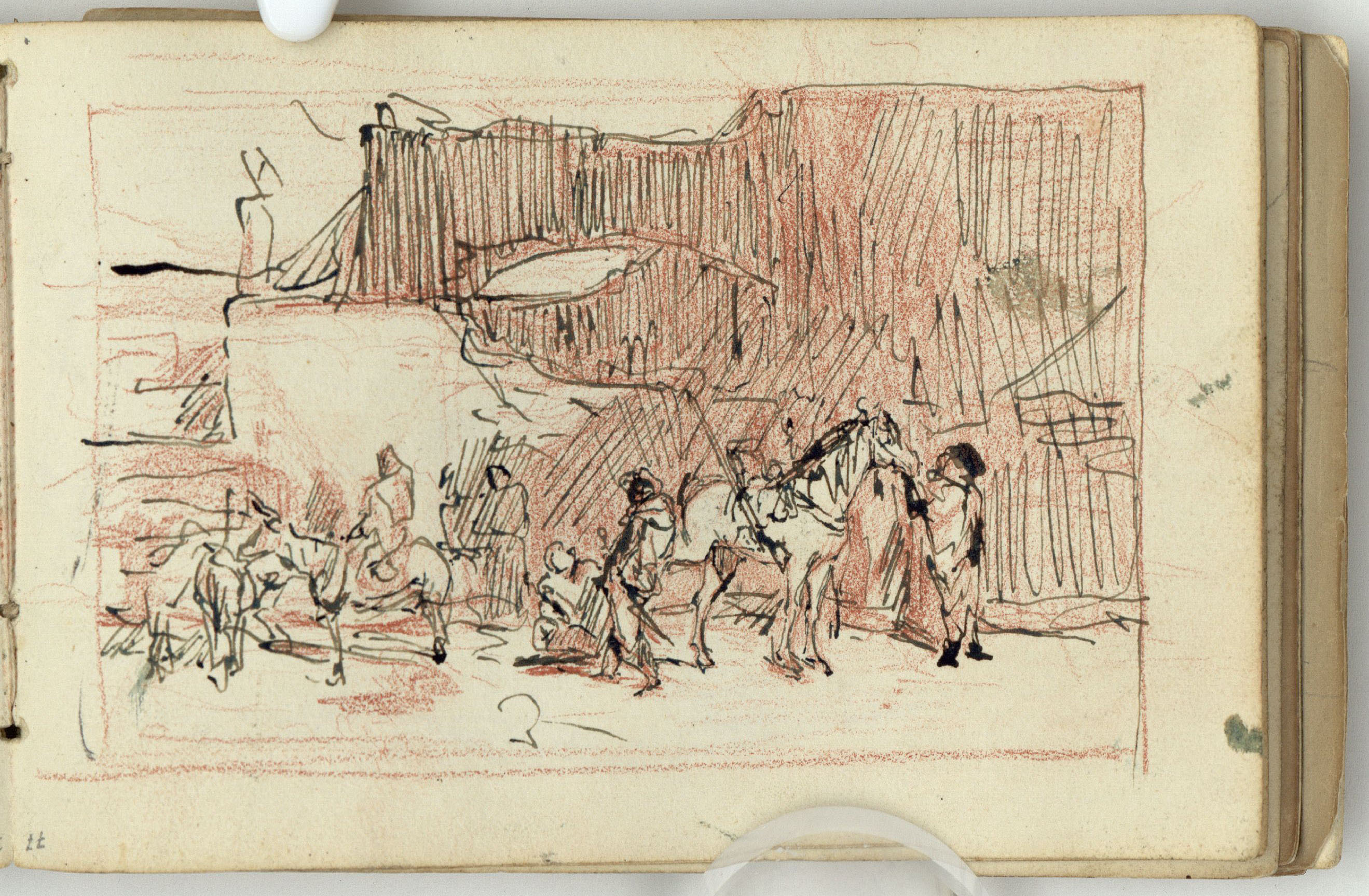 image for: Marià Fortuny - Figures i vasos (anvers) / Ferrador marroquí i genet a cavall (revers) - Cap a 1863-1872 [1]