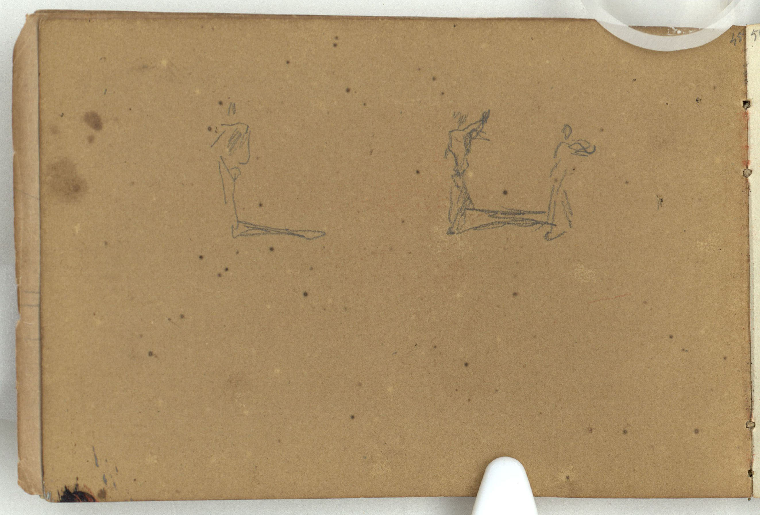 image for: Marià Fortuny - Pedestals [?] (anvers) / Esbós de figures (revers) - Cap a 1863-1866 [1]