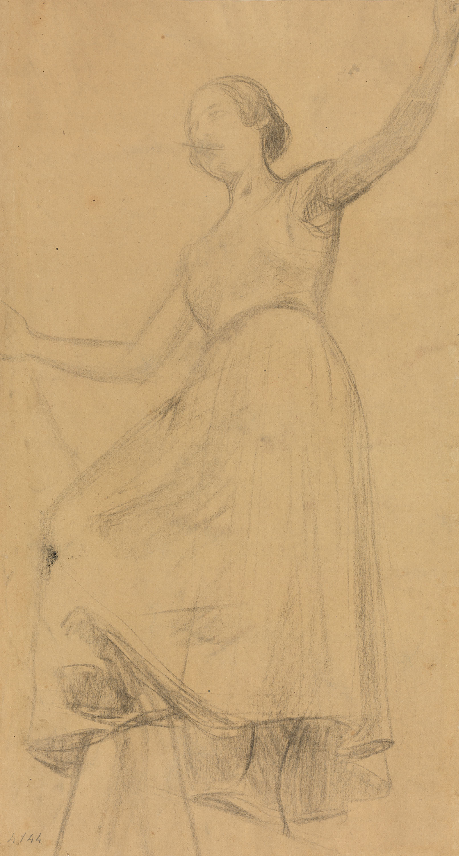 image for: Joan Llimona - Figura femenina (anvers) / Croquis de figura femenina (revers) - 1896 [1]