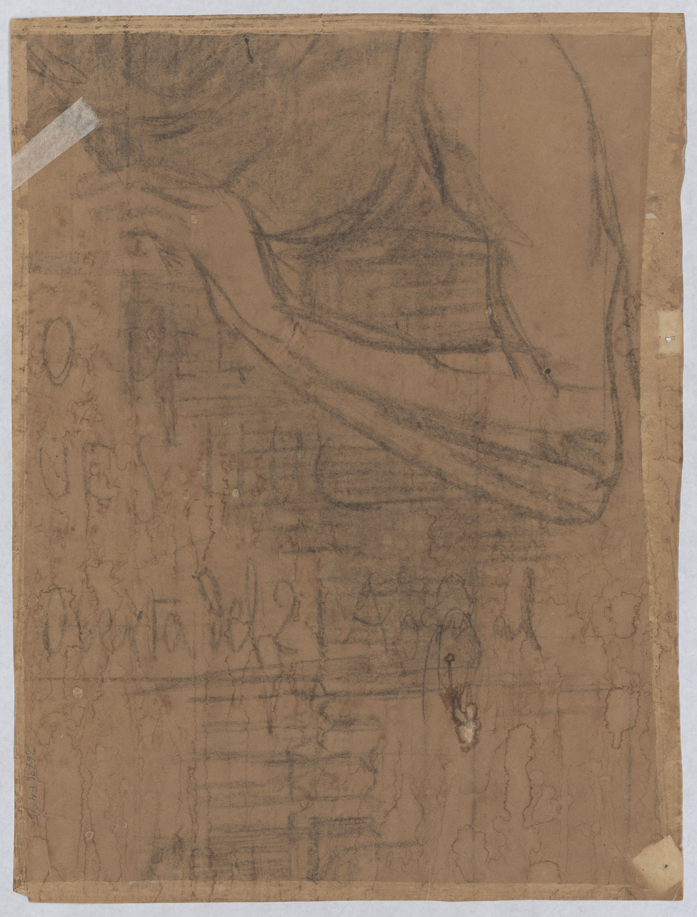 image for: Joan Llimona - Noia estesa (anvers) / Fragment de figura (projecte per a cartell) (revers) - 1902 [1]