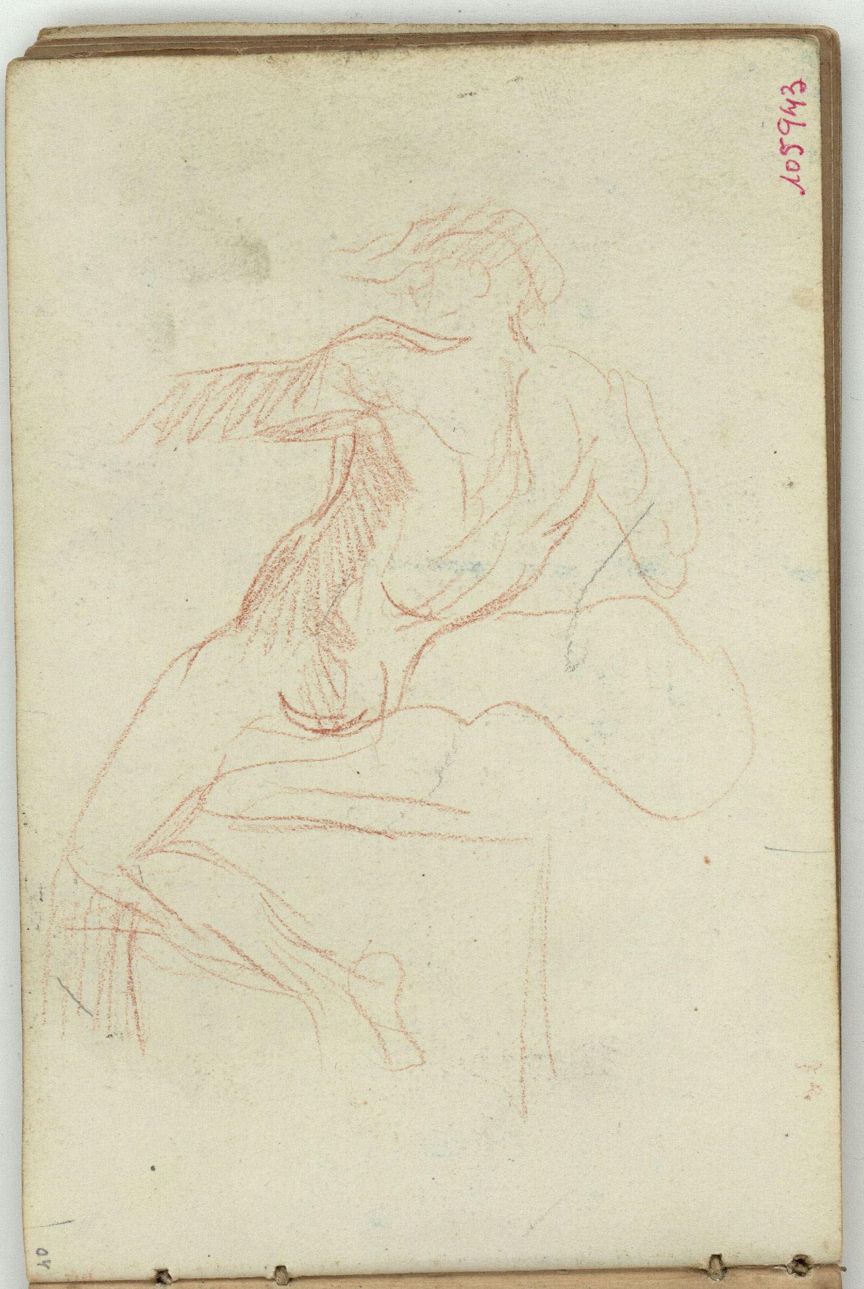 image for: Marià Fortuny - Nu masculí assegut (anvers) / Tornapuntes (revers) - Cap a 1863-1866