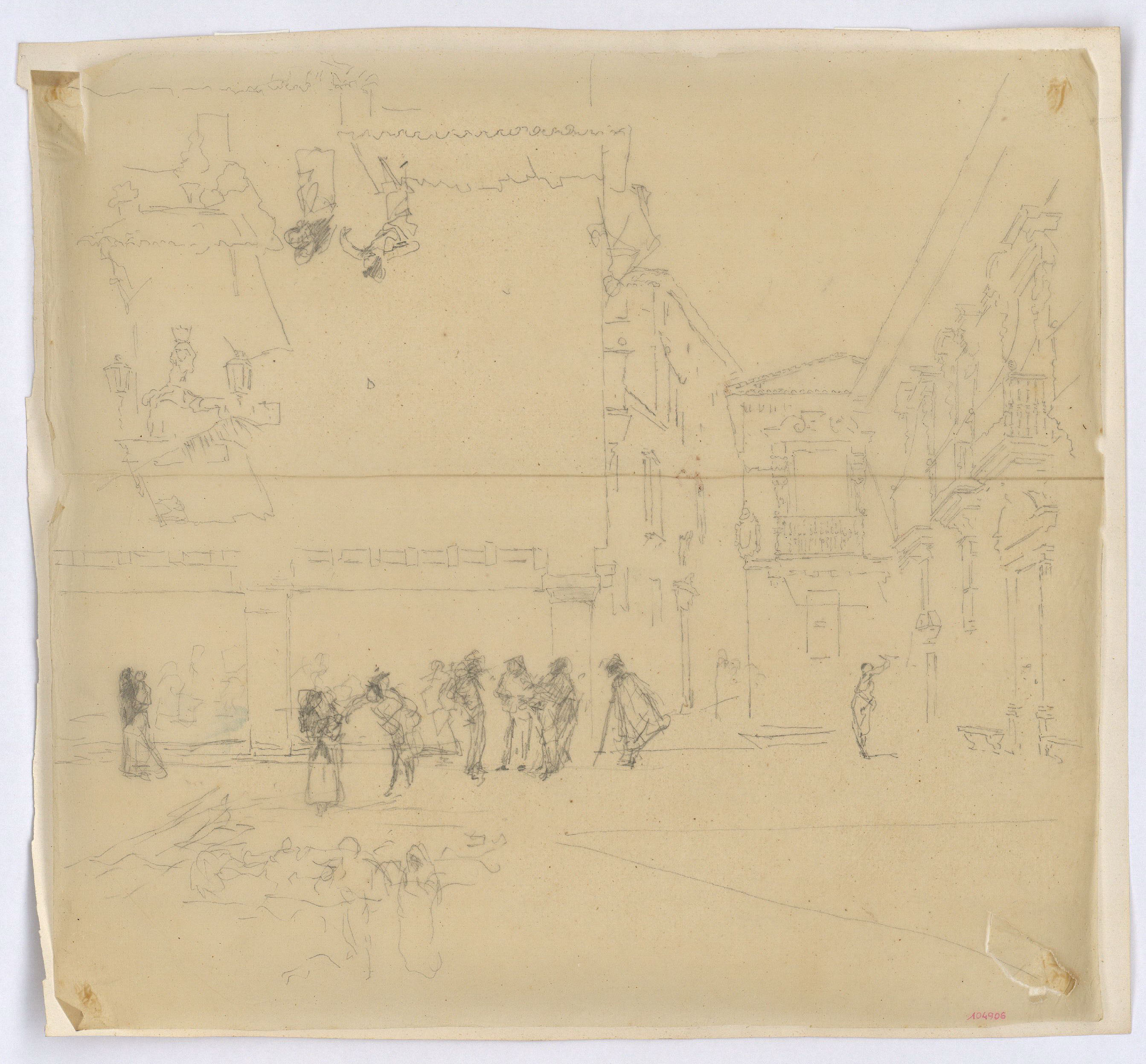 image for: Marià Fortuny - Calc de l'estudi per al quadre «L'Ajuntament vell de Granada» - Cap a 1872