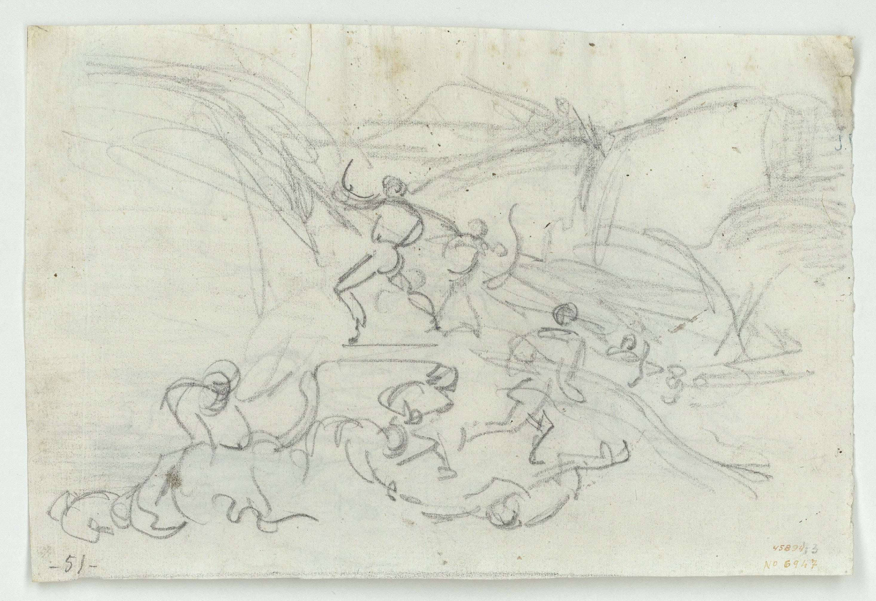 image for: Marià Fortuny - Croquis de composició (anvers) / Croquis inconcret (revers) - Cap a 1856-1858