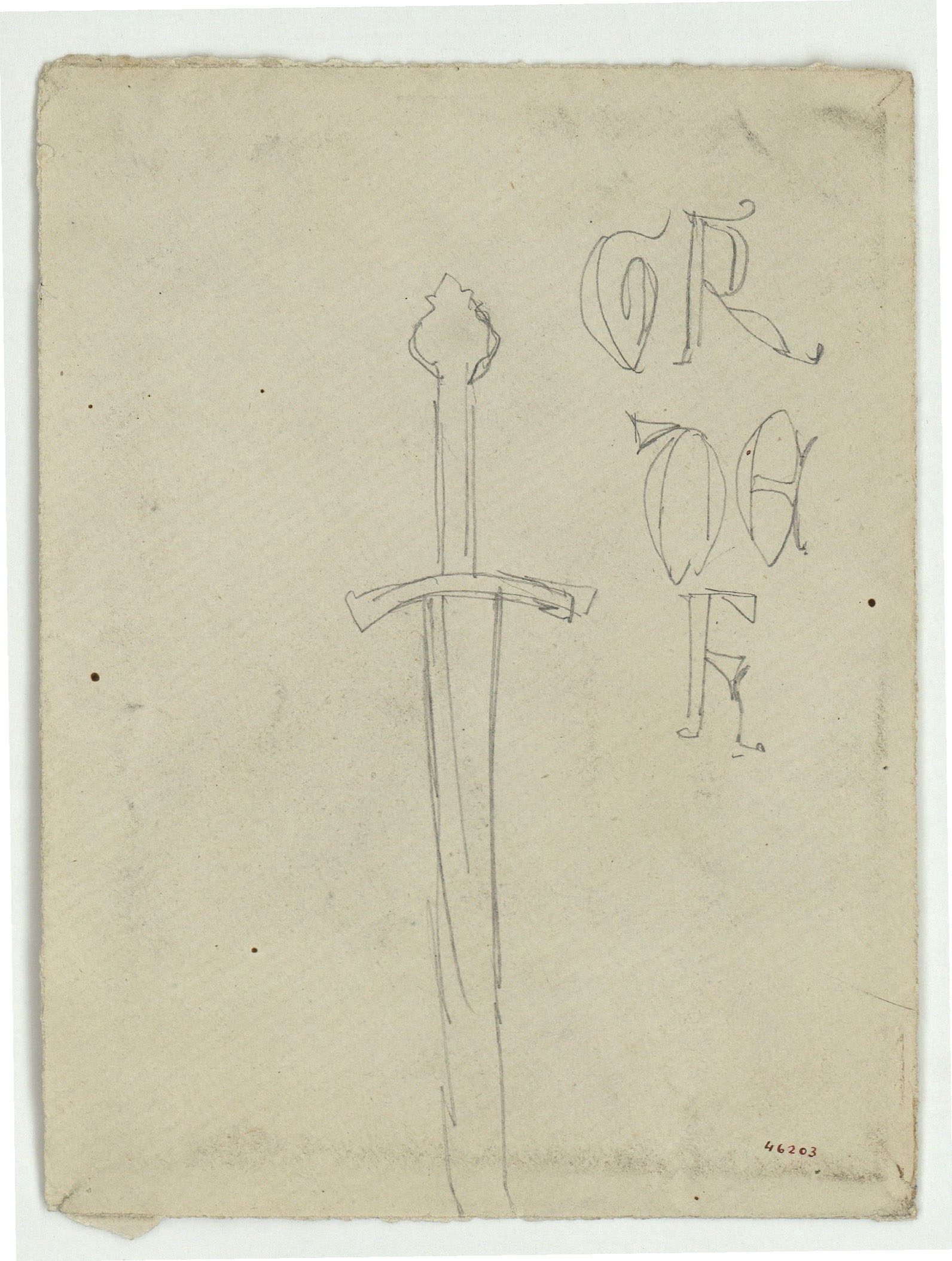 image for: Marià Fortuny - Espasa i inicials - Cap a 1867-1872