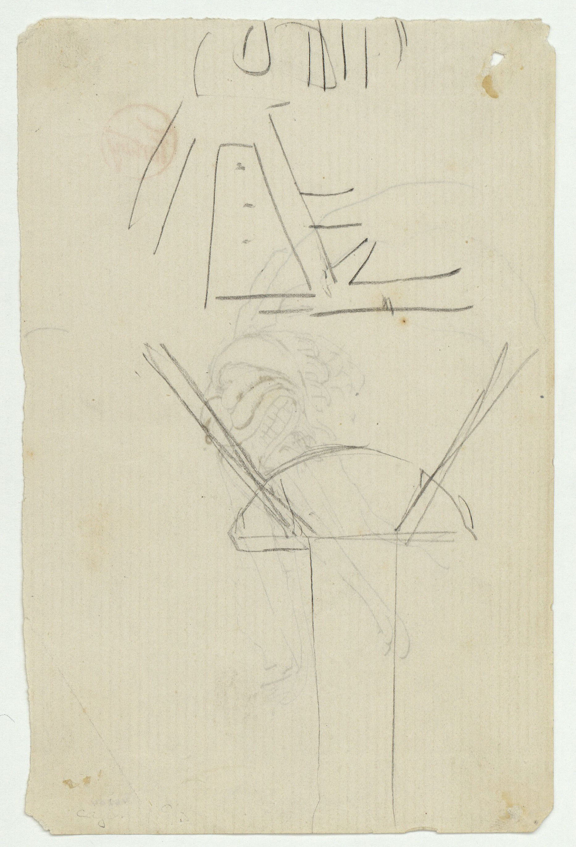 image for: Marià Fortuny - Guarnició d'una espasa d'estil musulmà (anvers) / Croquis inconcret (revers) - Cap a 1867-1872 [1]