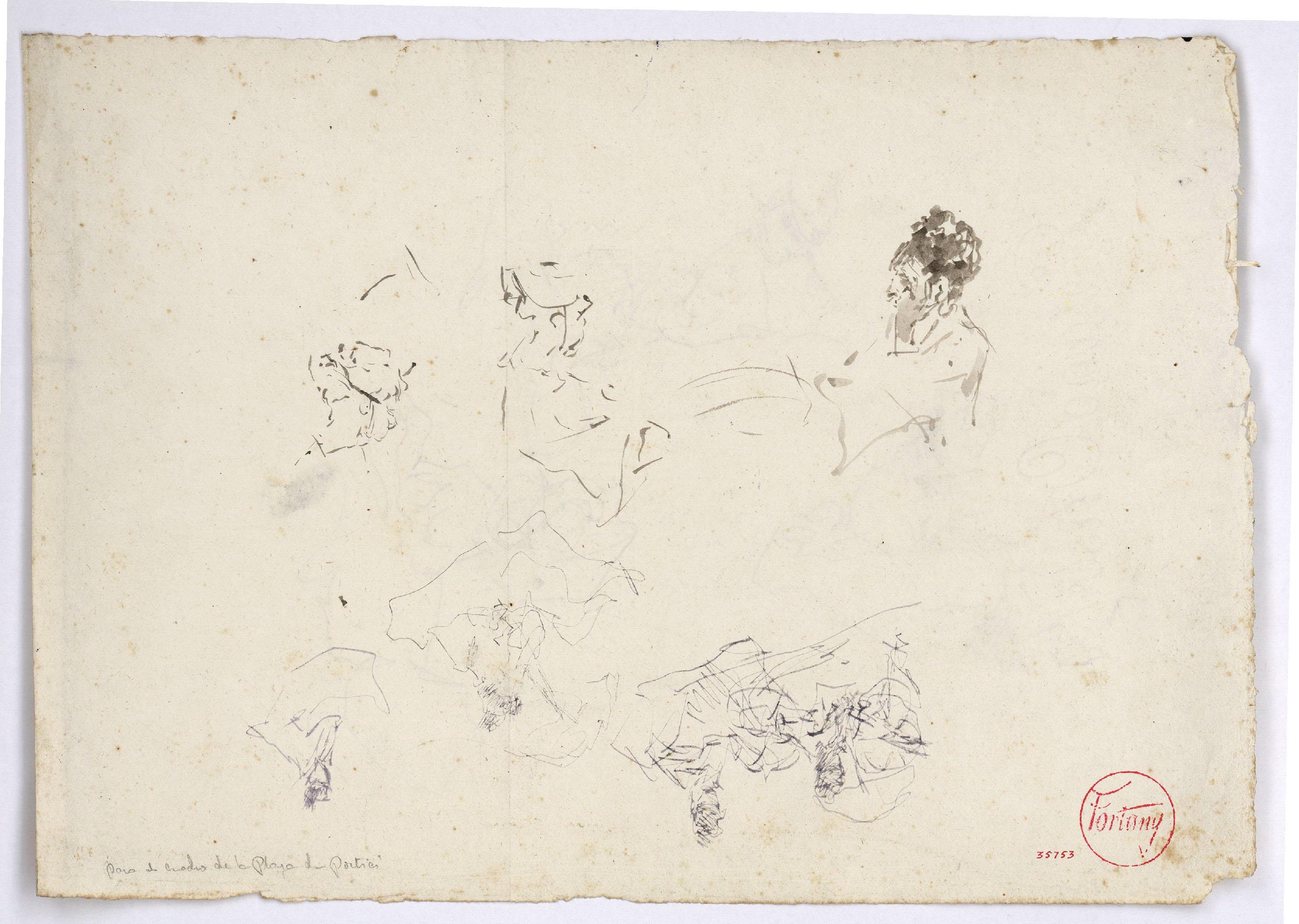 image for: Marià Fortuny - Estudi per al quadre «Platja de Portici» (anvers) / Estudi per al quadre «Platja de Portici» (revers) - Cap a 1874