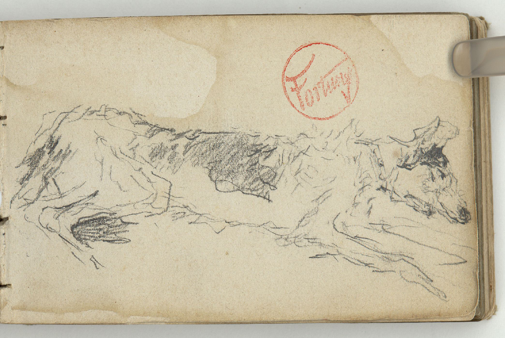 image for: Marià Fortuny - Estudi per a les aquarel·les «El venedor de tapissos» o «Amics fidels» - Cap a 1870