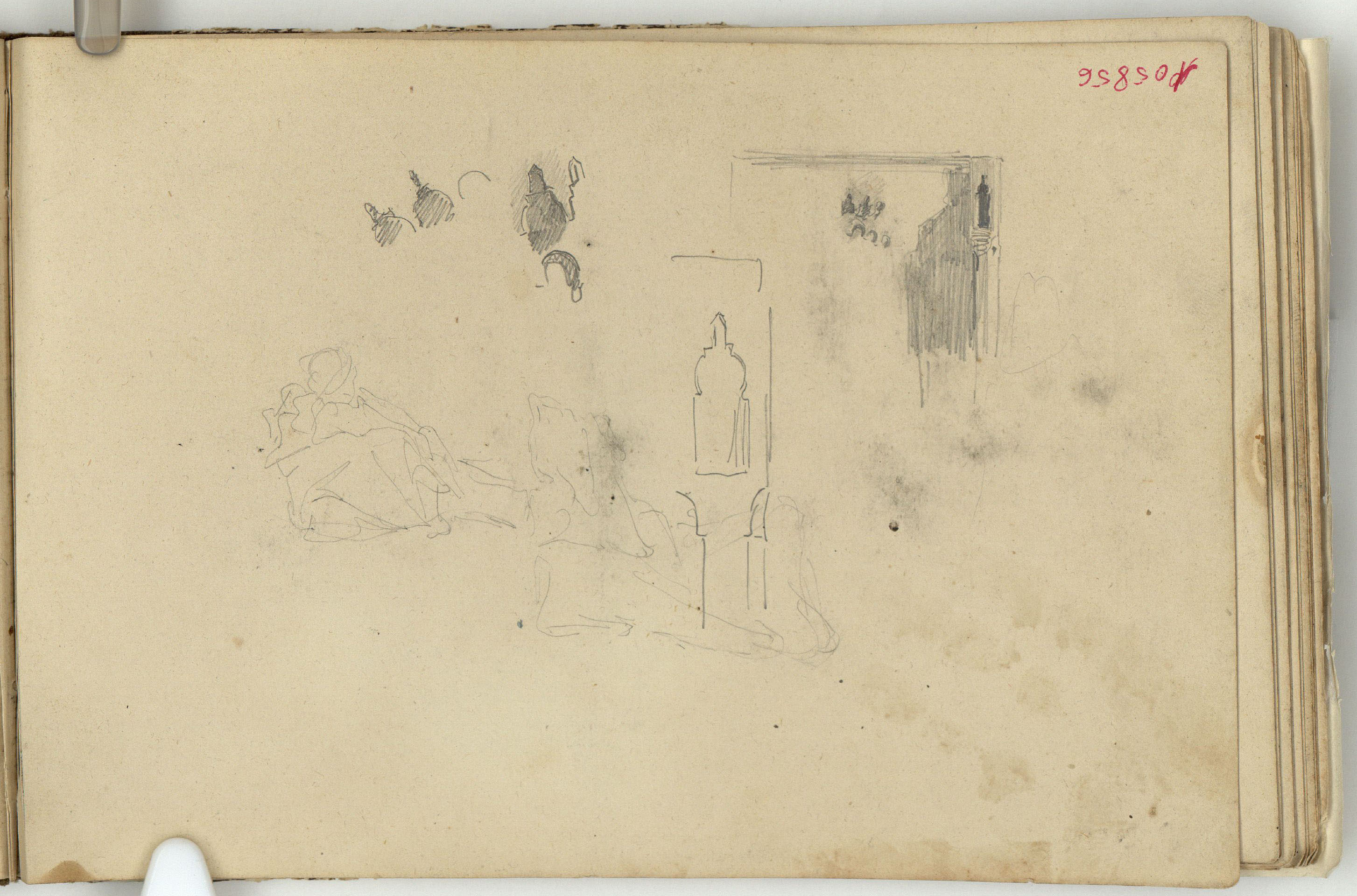 image for: Marià Fortuny - Motius arquitectònics d'estil musulmà i croquis de figura - Cap a 1862