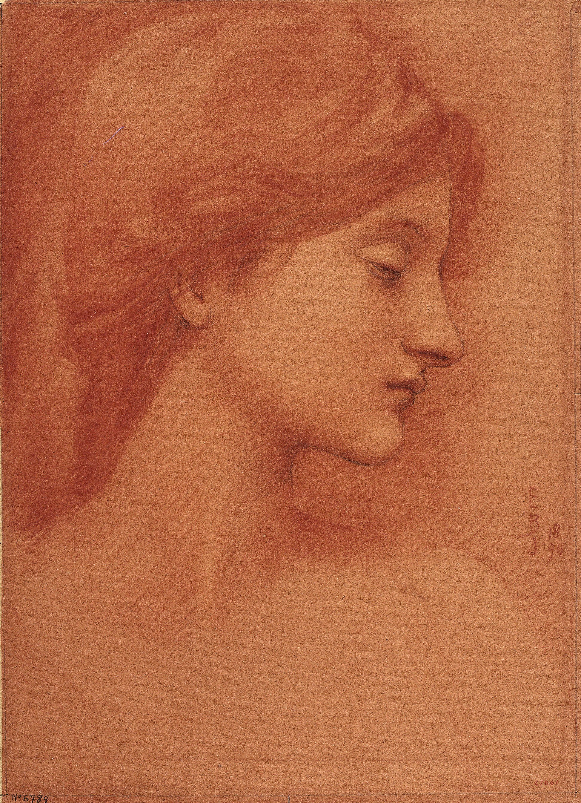 image for: Edward Burne-Jones - Estudi de cap femení - 1894